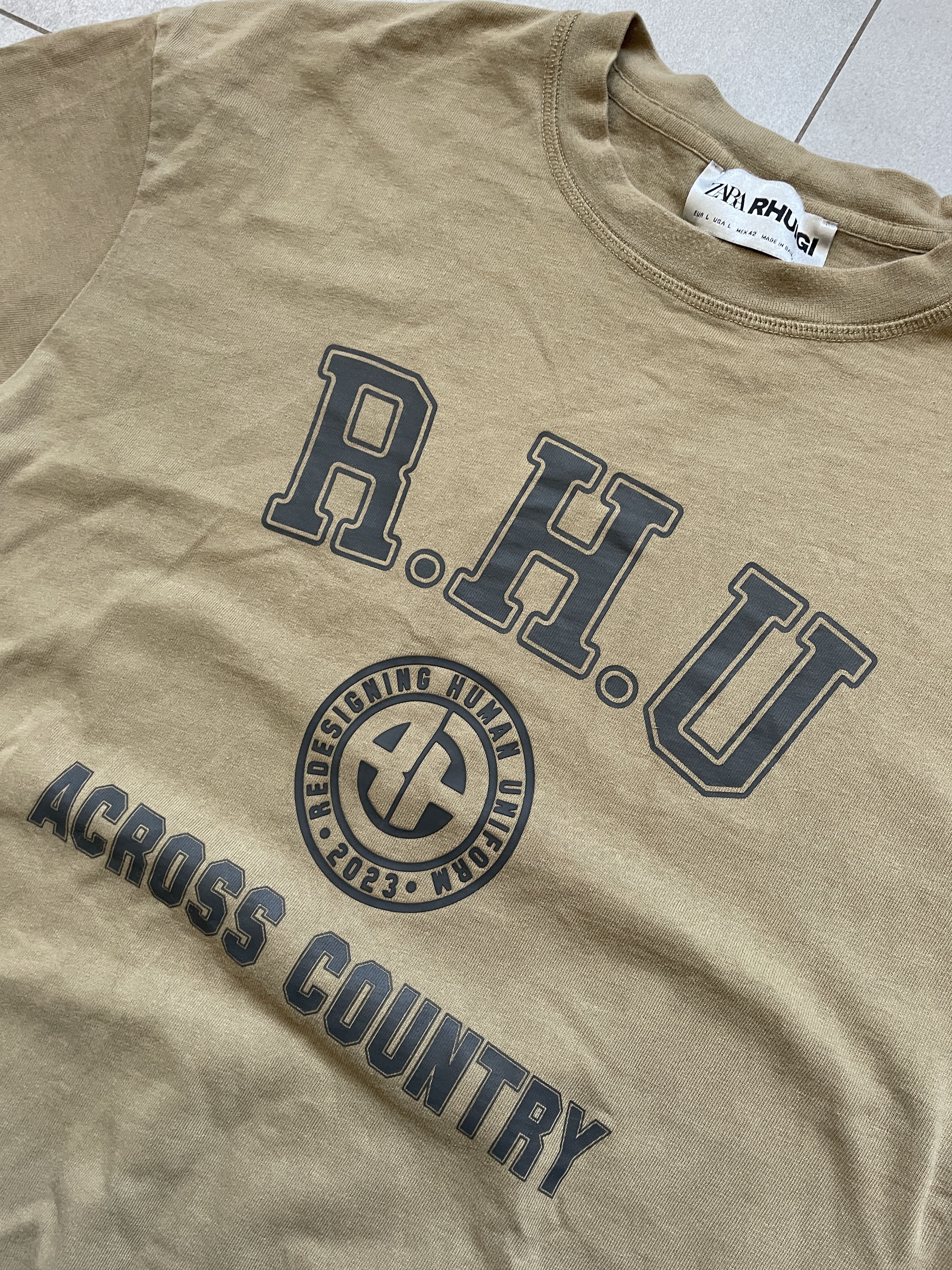 Rhude ZARA X RHUDE RHUIGI BEIGE ACROSS COUNTRY TEE Size US L / EU 52-54 / 3 - 2 Thumbnail