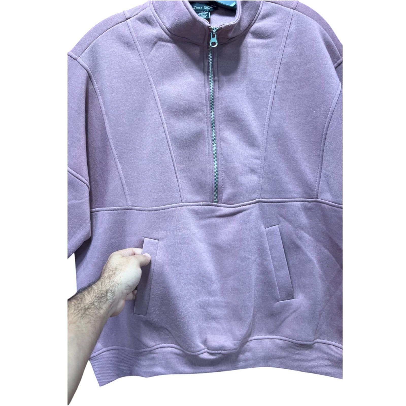 Other Love Mood - Women's Long Sleeve 1/2 Zip Sweatshirt - Pink - Size S / US 4 / IT 40 - 11 Thumbnail