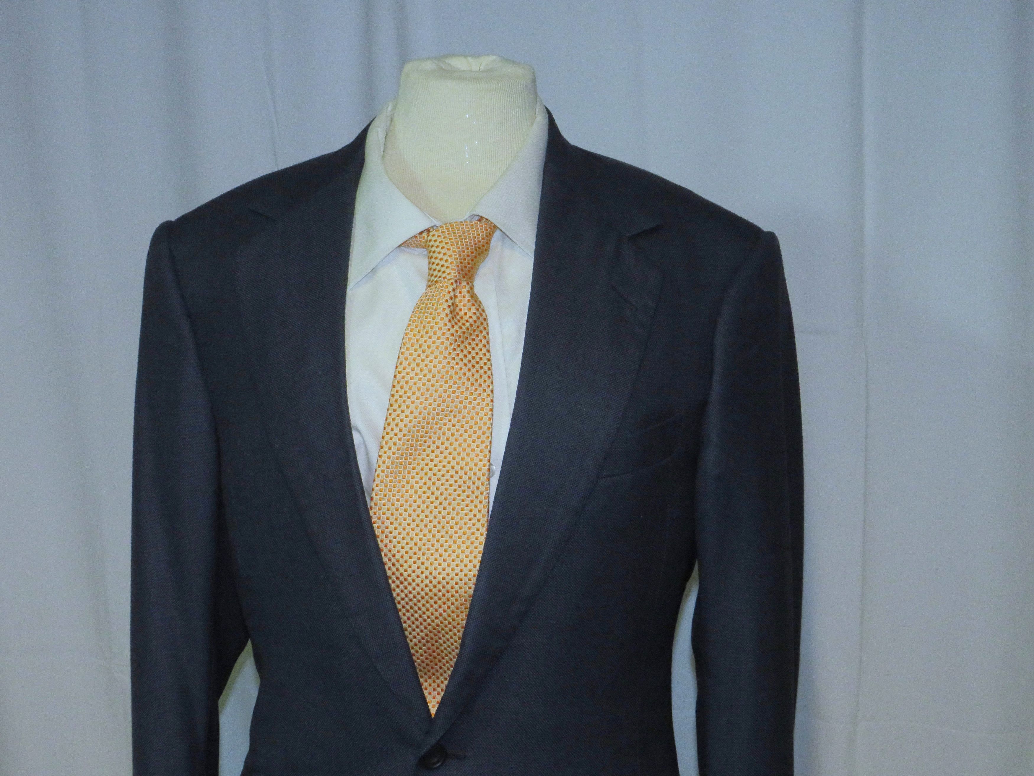 Huntsman × Savile Row Bespoke 2022 Navy Blue Birdseye One Button Suit 34S Size 34S - 5 Thumbnail