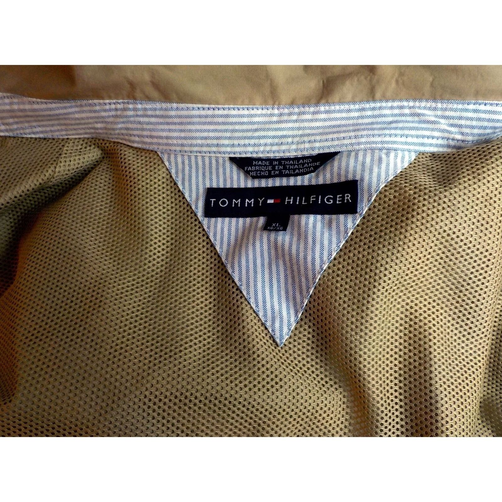 Tommy Hilfiger TOMMY HILFIGER Zipper Front Jacket Khaki 100% Cotton Crest on Chest SZ XL Mens Windbreaker Size US XL / EU 56 / 4 - 6 Thumbnail