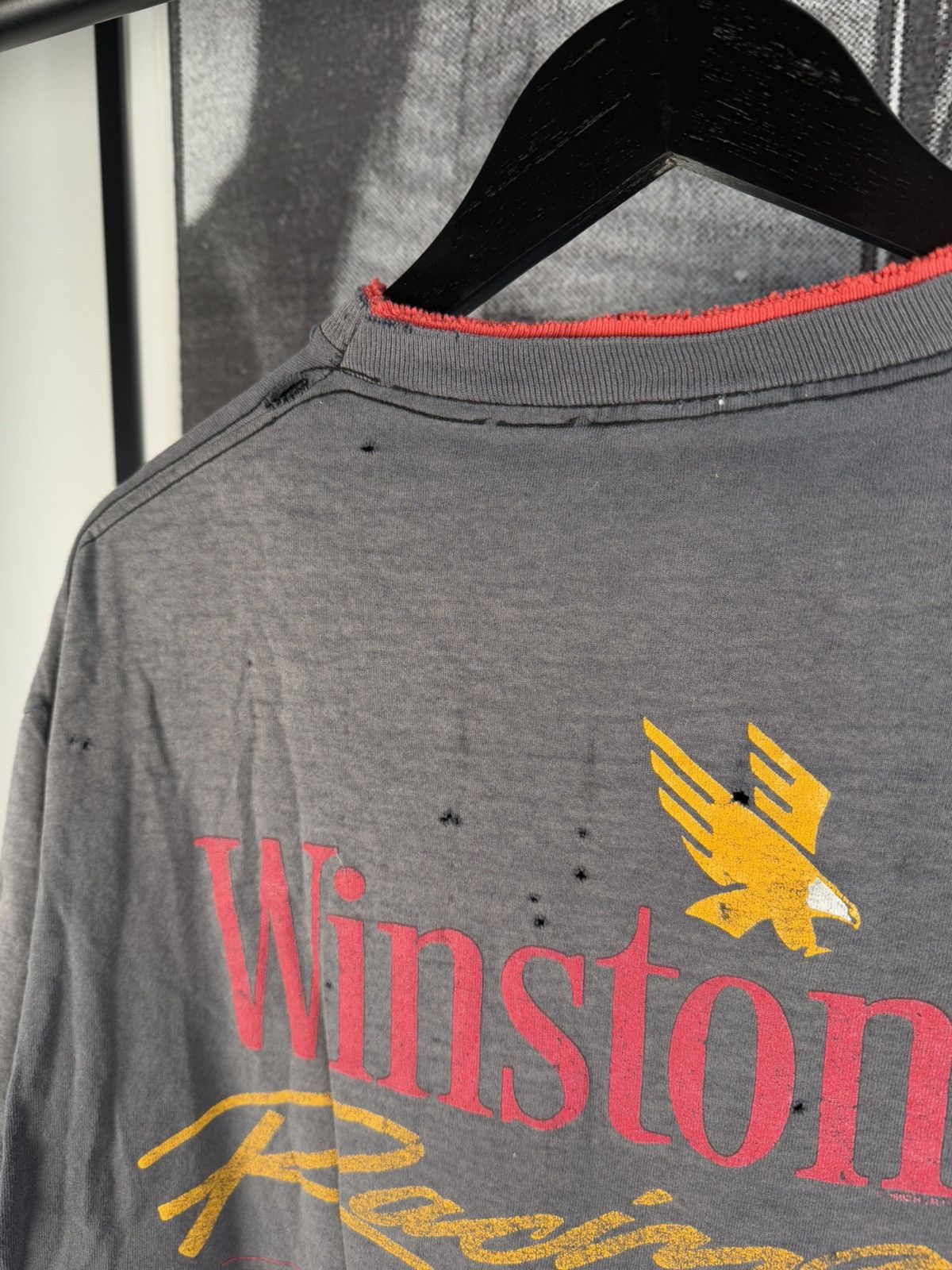 Vintage 🚭INSANE🚭 90s THRASHED FADED 2-COLLAR “WINSTON RACING” SHIRT Size US XL / EU 56 / 4 - 4 Thumbnail