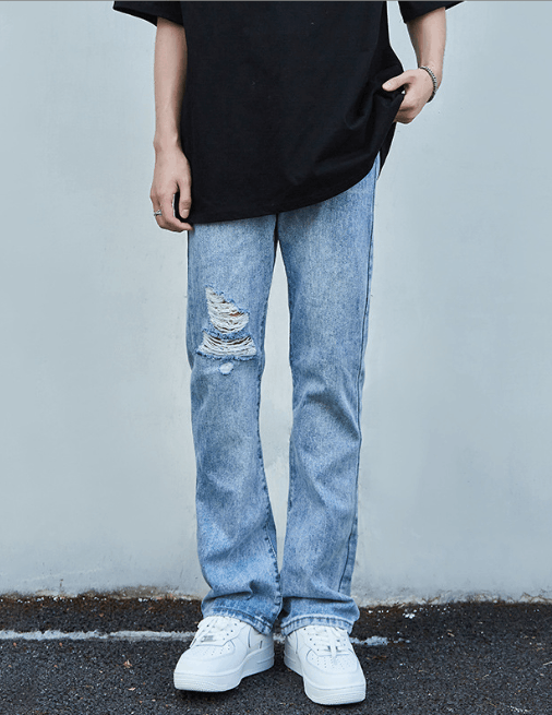 Japanese Brand × Jean Men's street casual fashion washed ripped flared jeans Size US 32 / EU 48 - 1 Thumbnail