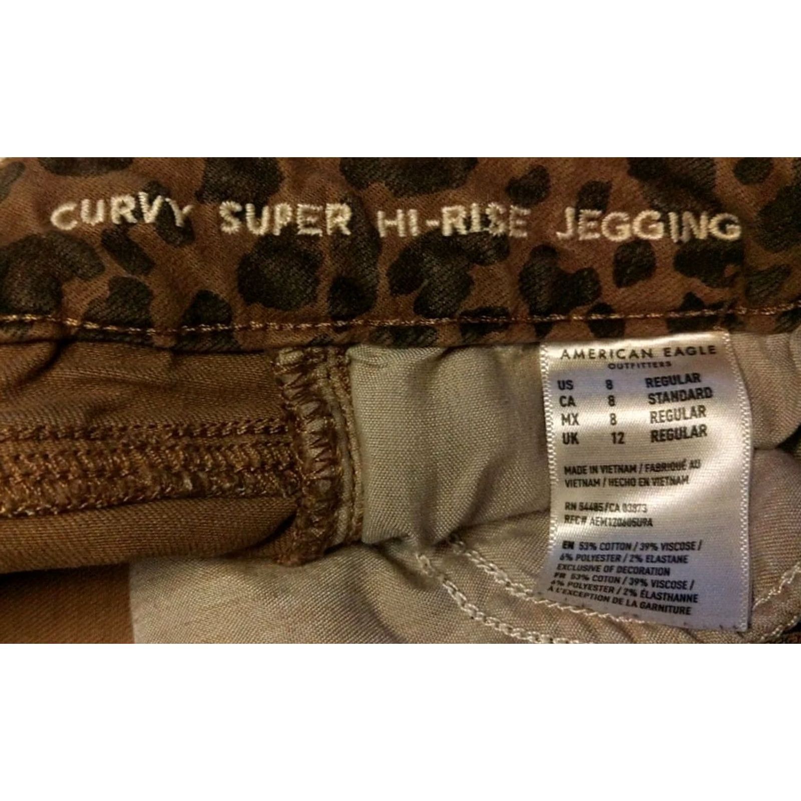 American Eagle Outfitters American Eagle Women 8 Curvy Super Hi-Rise Jegging Leopard Animal Print Denim Jeans 5-Pocket Slim Rise High Brown Size 28" / US 6 / IT 42 - 6 Thumbnail
