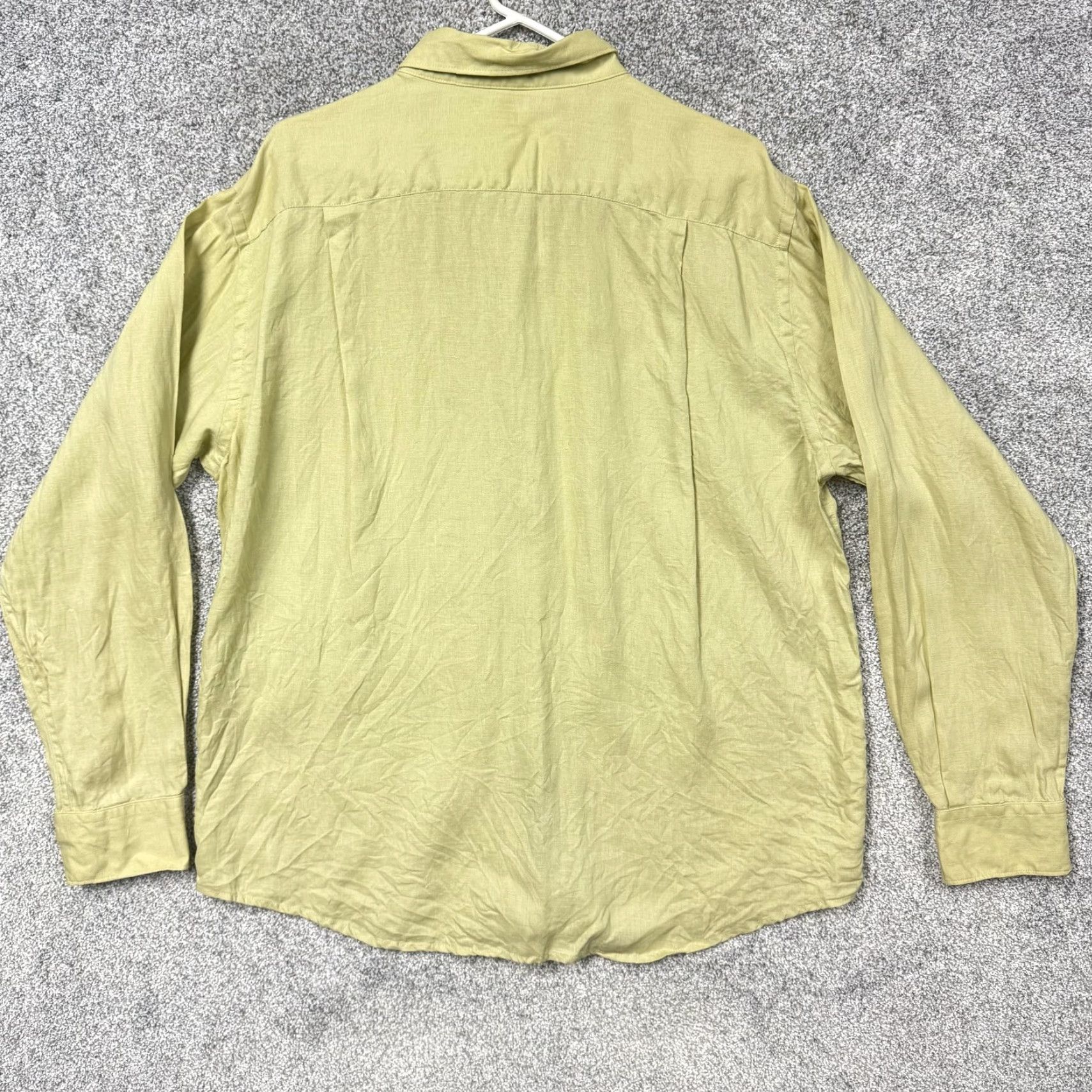 Vintage Y2K Brandini Shirt XL Green Linen Button-Up Long Sleeve Mens Casual 100% Linen Solid Collared Button Front Lightweight Breathable Contemporary Size US XL / EU 56 / 4 - 7 Thumbnail
