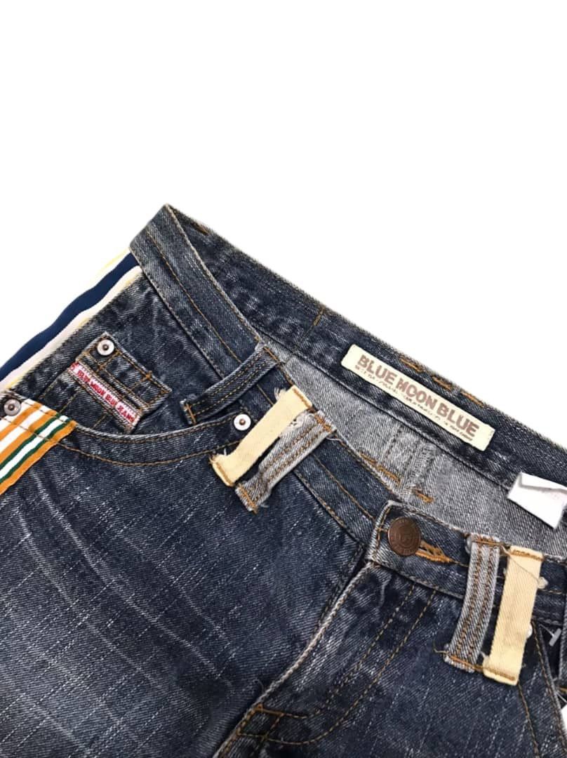 Hysteric Glamour Vintage Blue Moon Blue Striped Hawaii Embroidery Jeans Size US 33 - 4 Thumbnail
