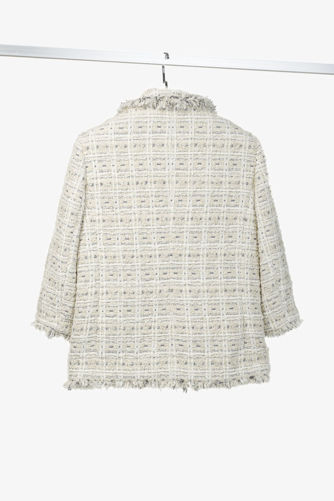 Cinq a Sept Cinq a Sept Maddie Ivory Metallic Beaded Tweed Blazer Size M / US 6-8 / IT 42-44 - 2 Thumbnail