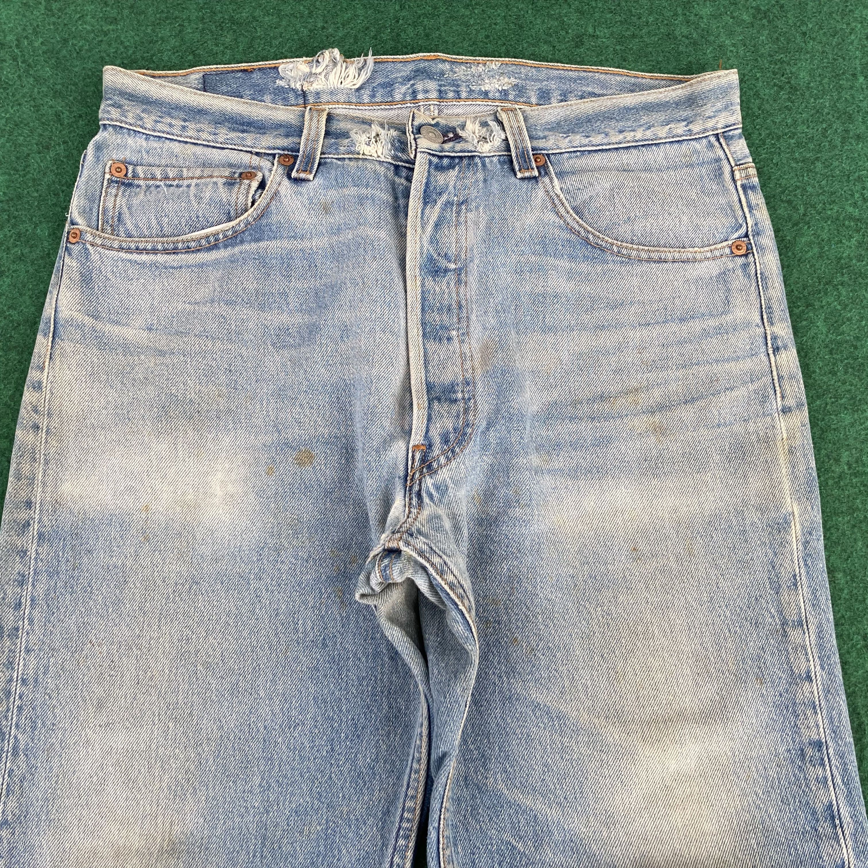 Levi's × Vintage Vtg Levis 501xx Faded Blue Sz 33 Punk Grunge Jeans Size US 33 - 3 Thumbnail