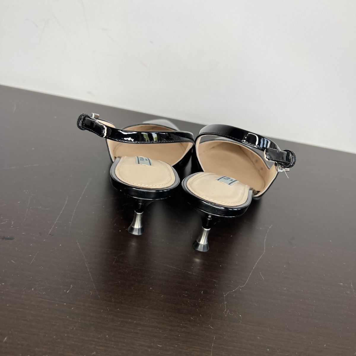 Prada PRADA Slingback Kitten Heels Black Patent Leather Scarfs Size US 7.5 / IT 37.5 - 5 Thumbnail