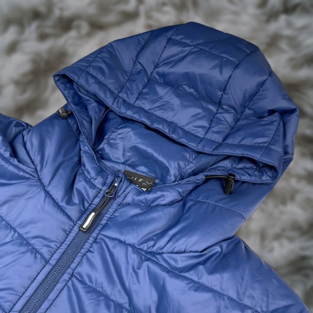 Outdoor Ventures Jacket Women Large Navy Blue Puffer Hooded Full