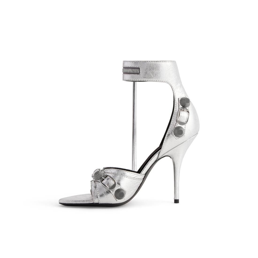 Balenciaga o1w1db10625 Cagole 110mm Sandals Metallized in Silver Size US 8 / IT 38 - 4 Thumbnail