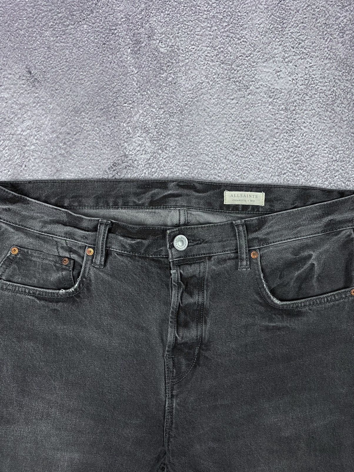Allsaints All Saints Cigarette Damaged Distressed Gray Jeans Size US 33 - 6 Thumbnail