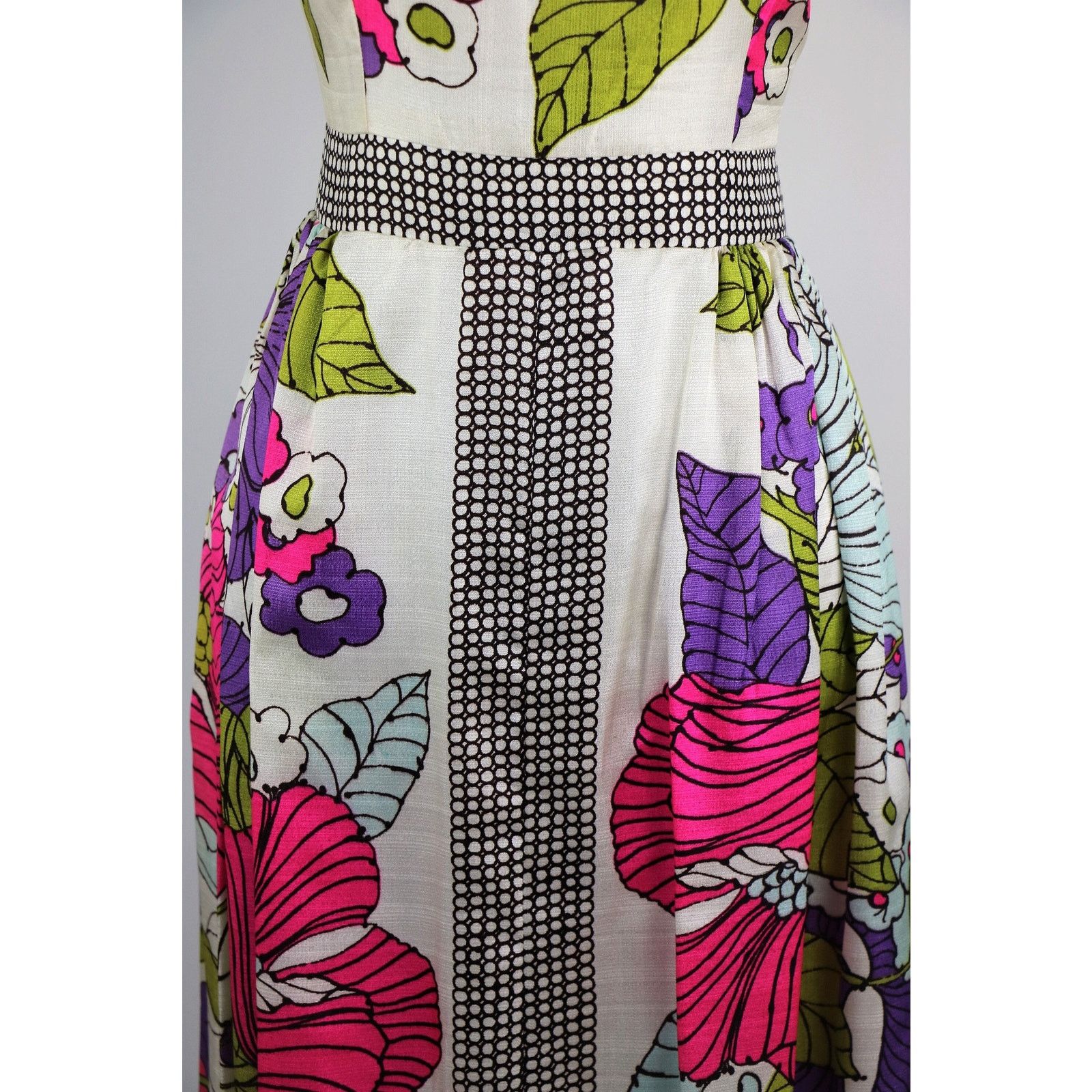 Vintage Vintage 1960s Keyloun Geometric Floral Print Maxi SM/Med Size S / US 4 / IT 40 - 5 Thumbnail
