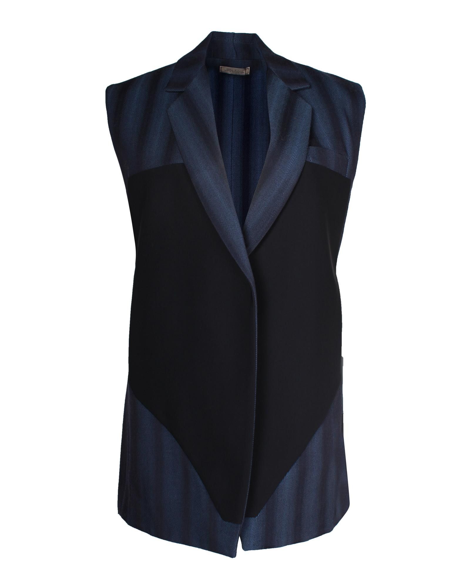 image of Nina Ricci Striped Oversized Wool Vest in Blue/Navy Blue, Women's (Size XS)