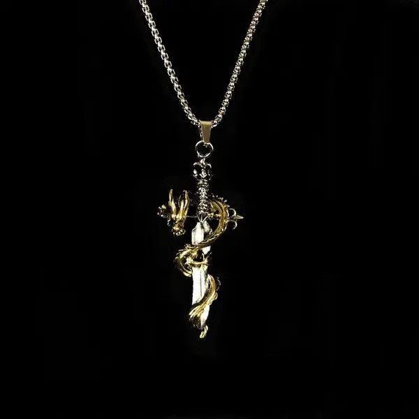 Jewelry Dragon Sword Necklace Punk Chain Size ONE SIZE - 2 Thumbnail