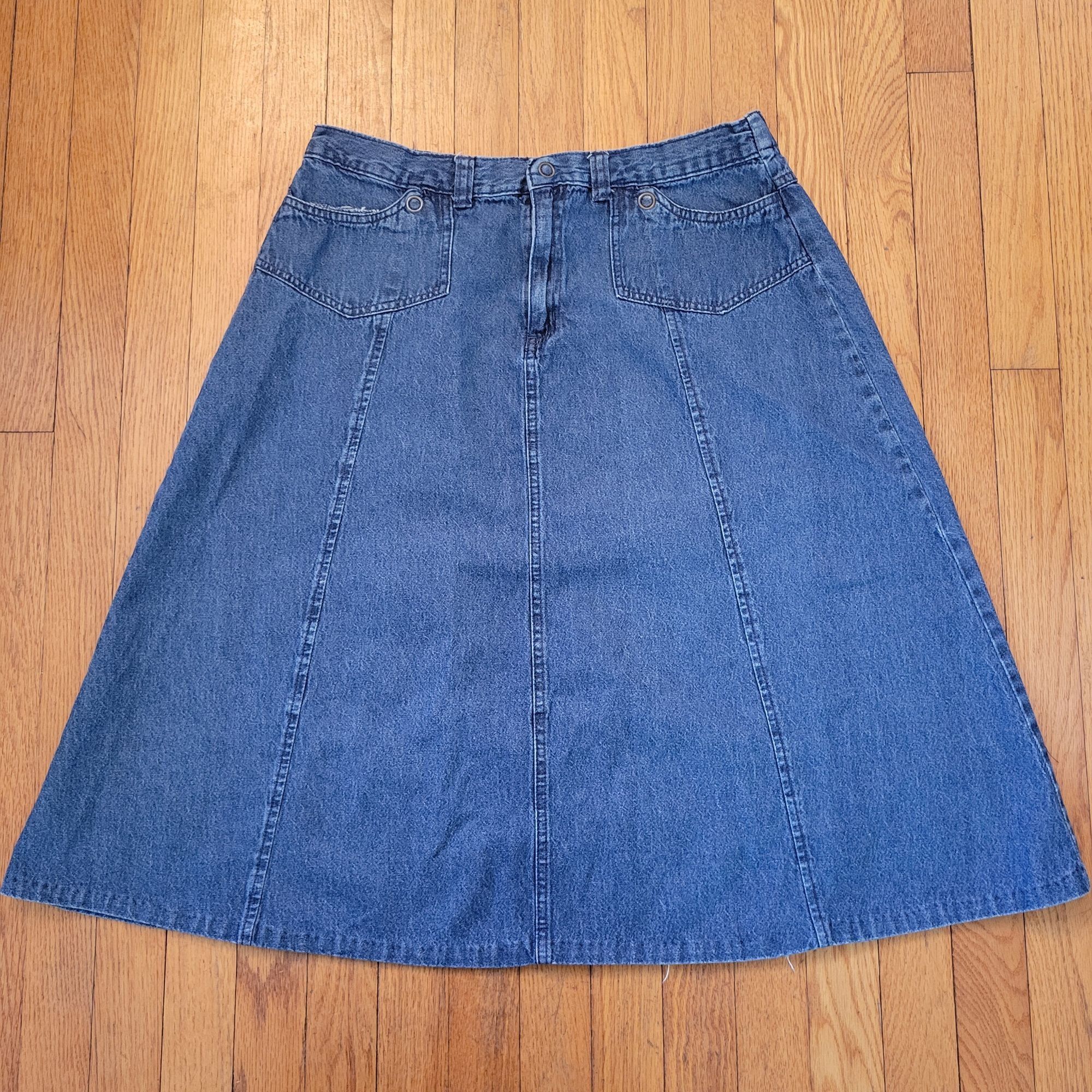 Vintage Southern Lady Blue Jean Denim A Line Skirt 16 Cotton Maxi Mo Size 38" / US 16 / IT 52 - 1 Thumbnail