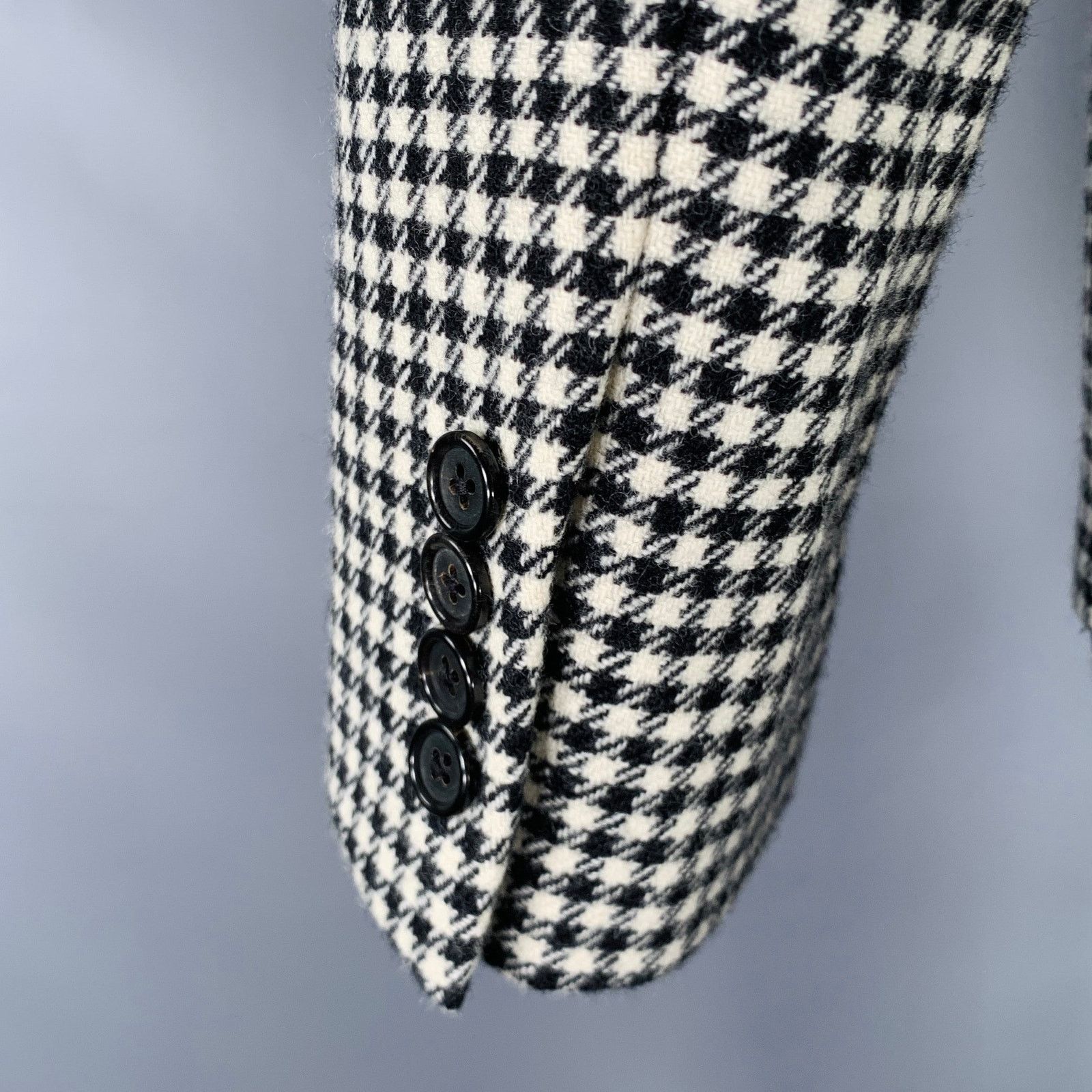Brooks Brothers Black Fleece BLACK FLEECE 38 Black White Checkered Wool Notch Lapel Suit Size 38R - 6 Thumbnail