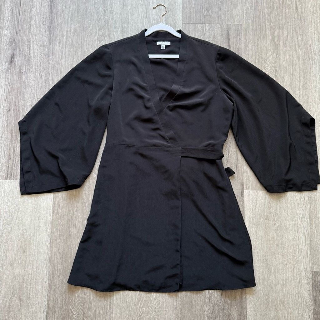 Halston Heritage Halston Heritage Black Midi Dress with Classic Wrap Design Size L / US 10 / IT 46 - 5 Thumbnail