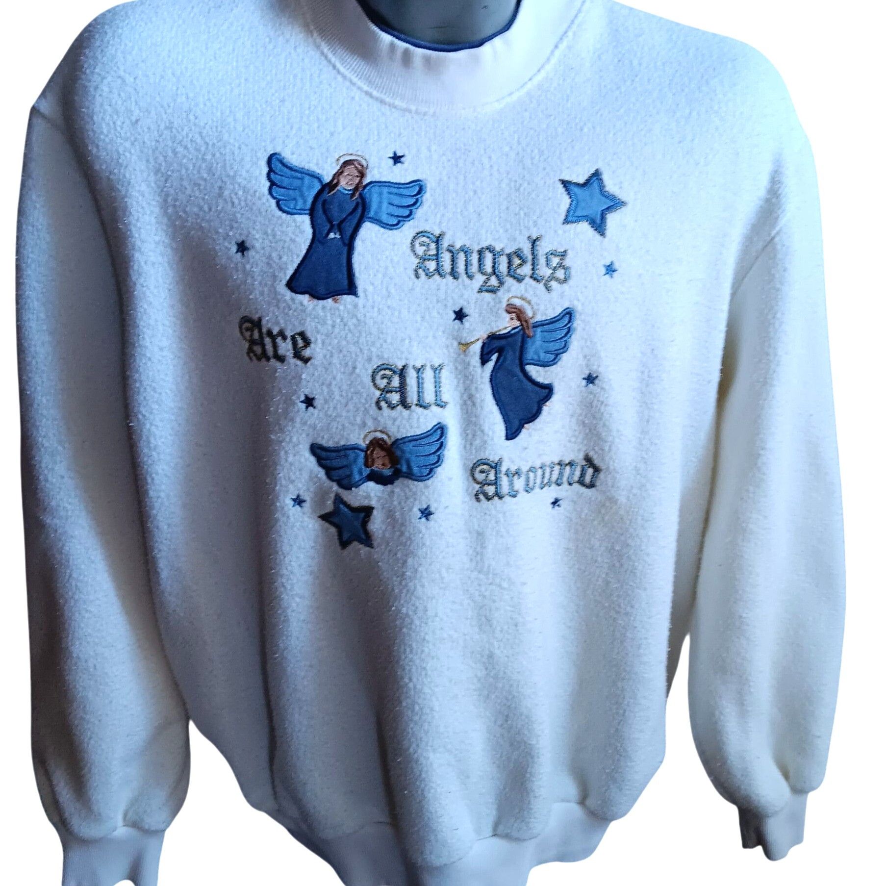 Vintage CottageCore Vintage Women's Sweatshirt XL Embroidered Angels Size XL / US 12-14 / IT 48-50 - 2 Thumbnail