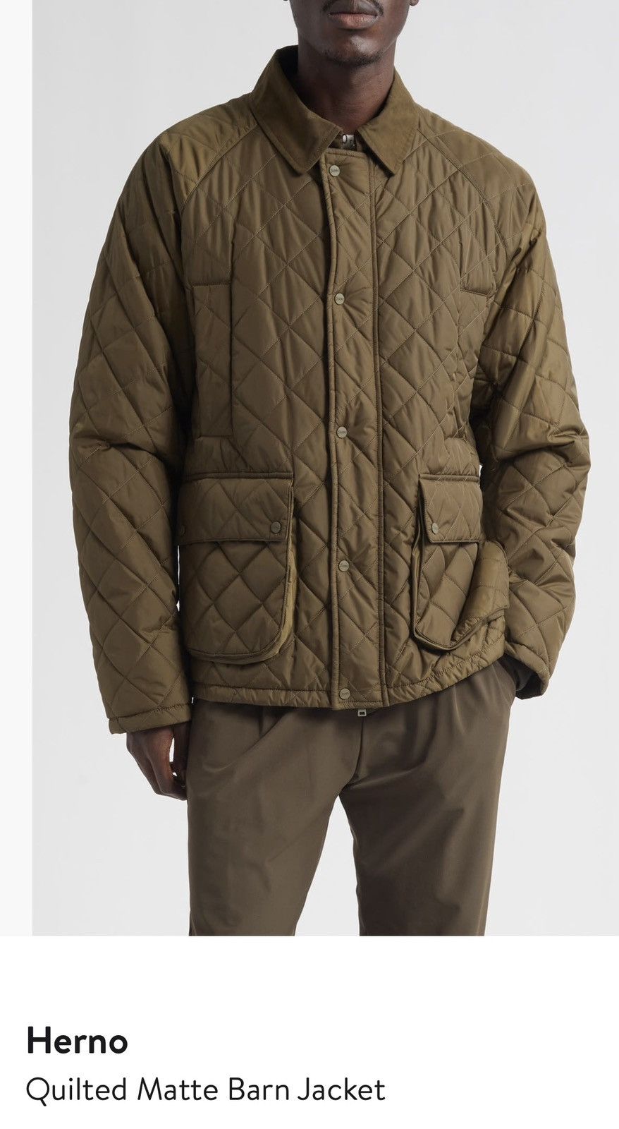 Herno Herno mens barn quilted jacket military green 48 NWT Size US M / EU 48-50 / 2 - 1 Thumbnail