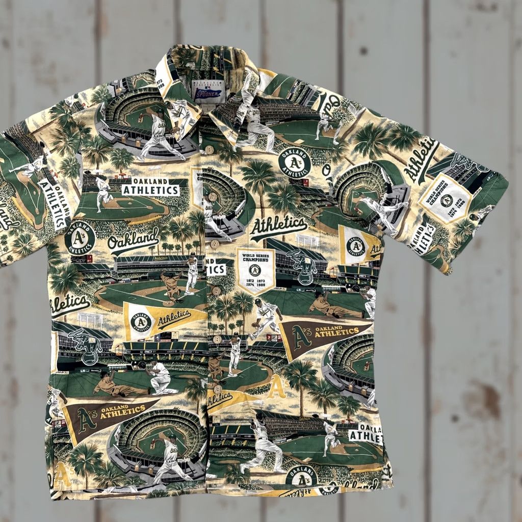 Reyn Spooner Reyn Spooner Men’s Large MLB Baseball Oakland Athletics Cotton Button-Up Shirt Size US L / EU 52-54 / 3 - 1 Thumbnail