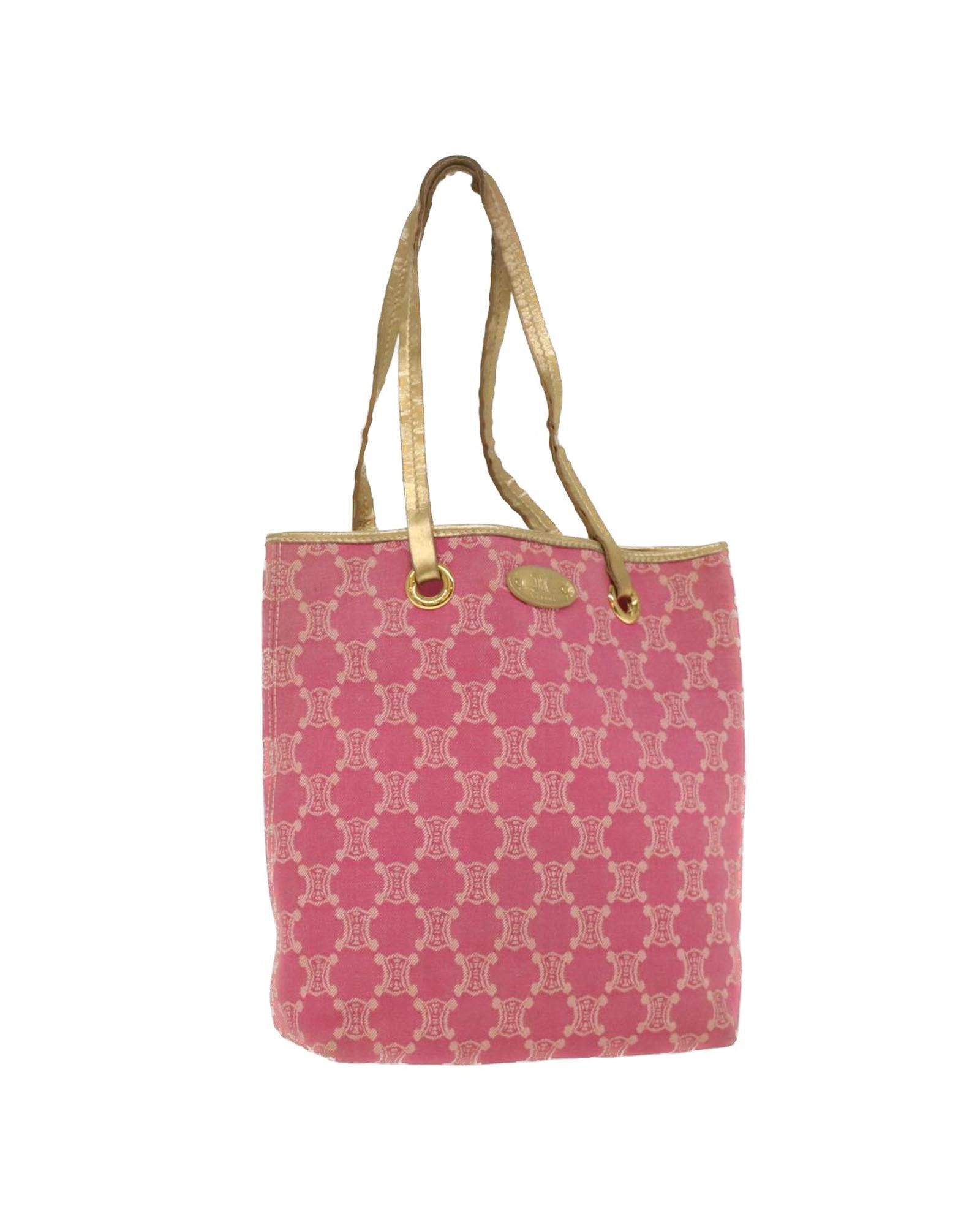 image of Celine Canvas Tote Bag With Macadam Pattern In Pink, Women's