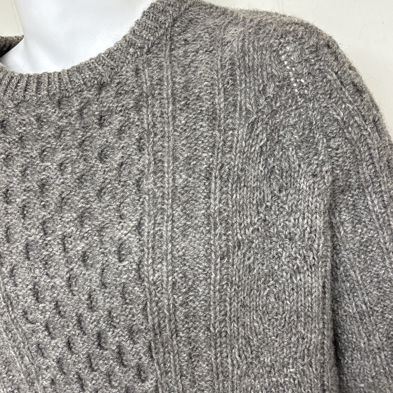 Handmade Handmade Fisherman Sweater Mens XL Gray Wool Cable Knit Crew Size US XL / EU 56 / 4 - 2 Thumbnail