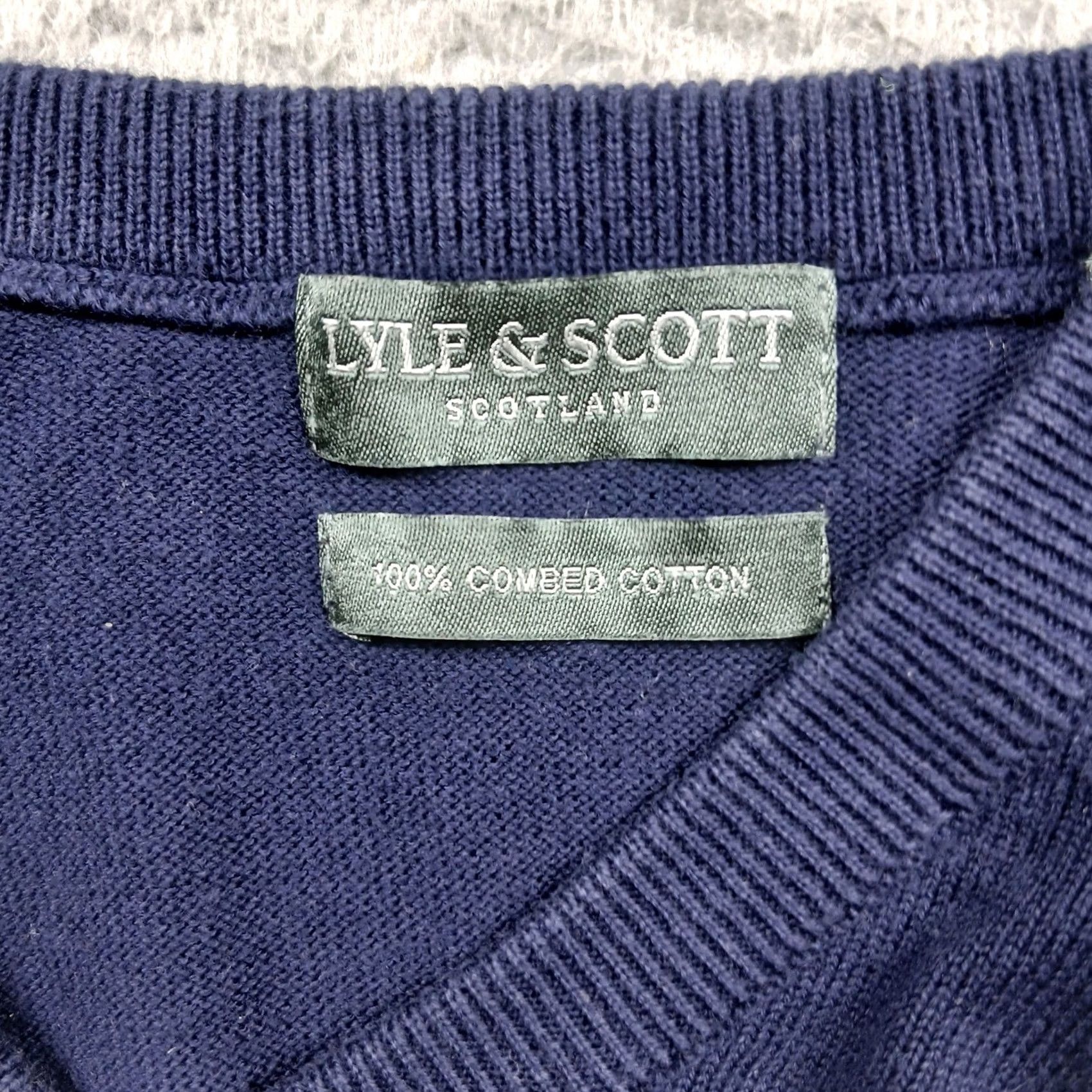 Lyle & Scott Lyle & Scott Sweater Vest Mens XL Blue Plaid V-Neck Cotton Scotland Size US XL / EU 56 / 4 - 4 Thumbnail