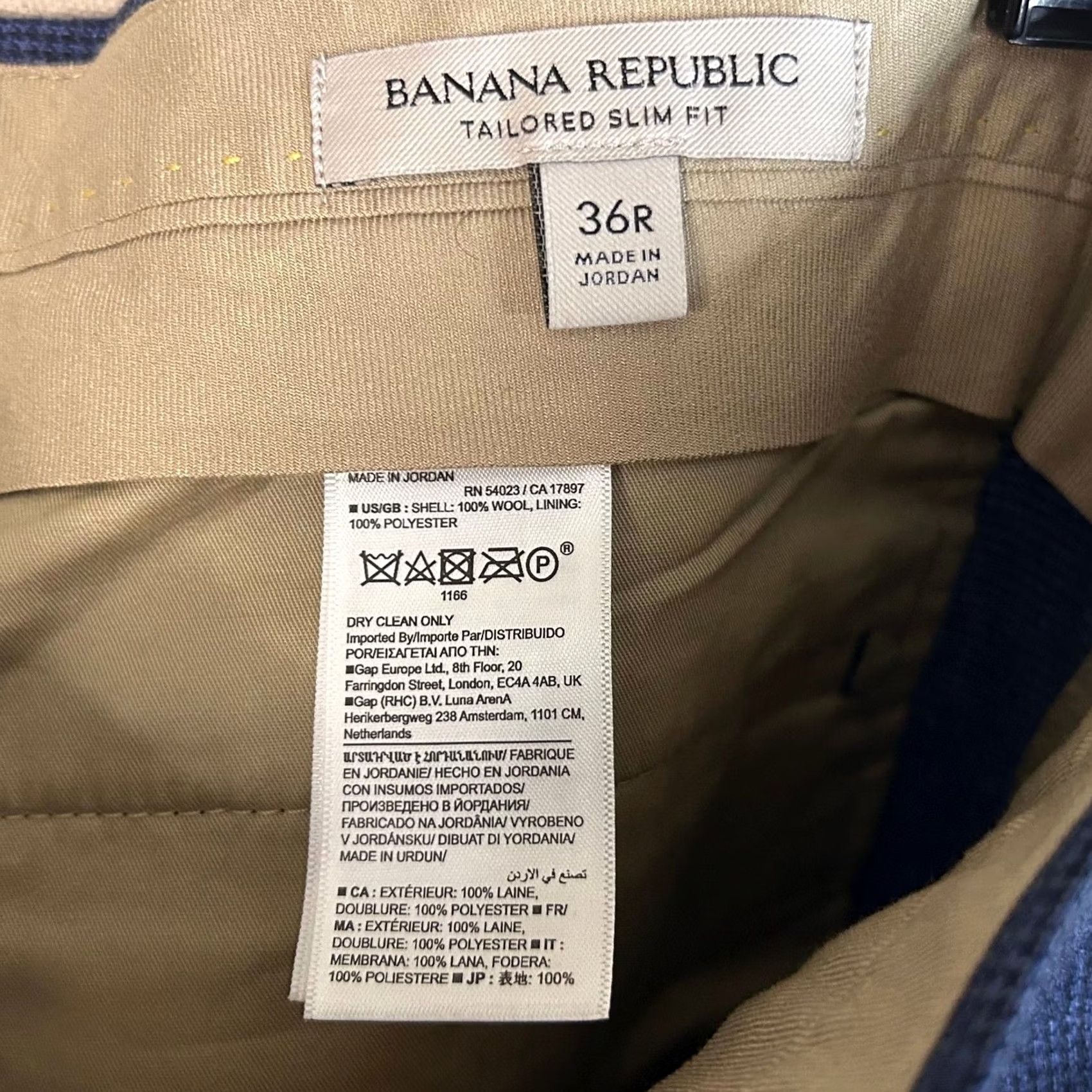 Banana Republic Banana Republic 36R Tailored Slim Fit Dress Pant Flannel Wool Plaid Blue Mens Size US 36 / EU 52 - 2 Thumbnail