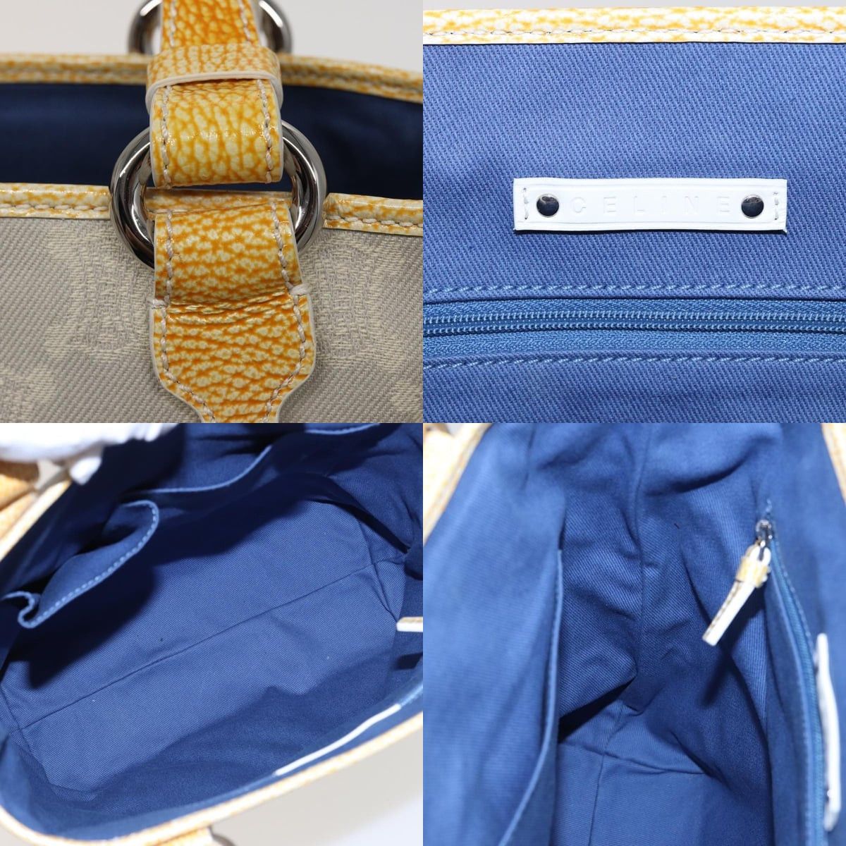 Celine CELINE Macadam Canvas Tote Bag Yellow Light Blue Size ONE SIZE - 11 Thumbnail