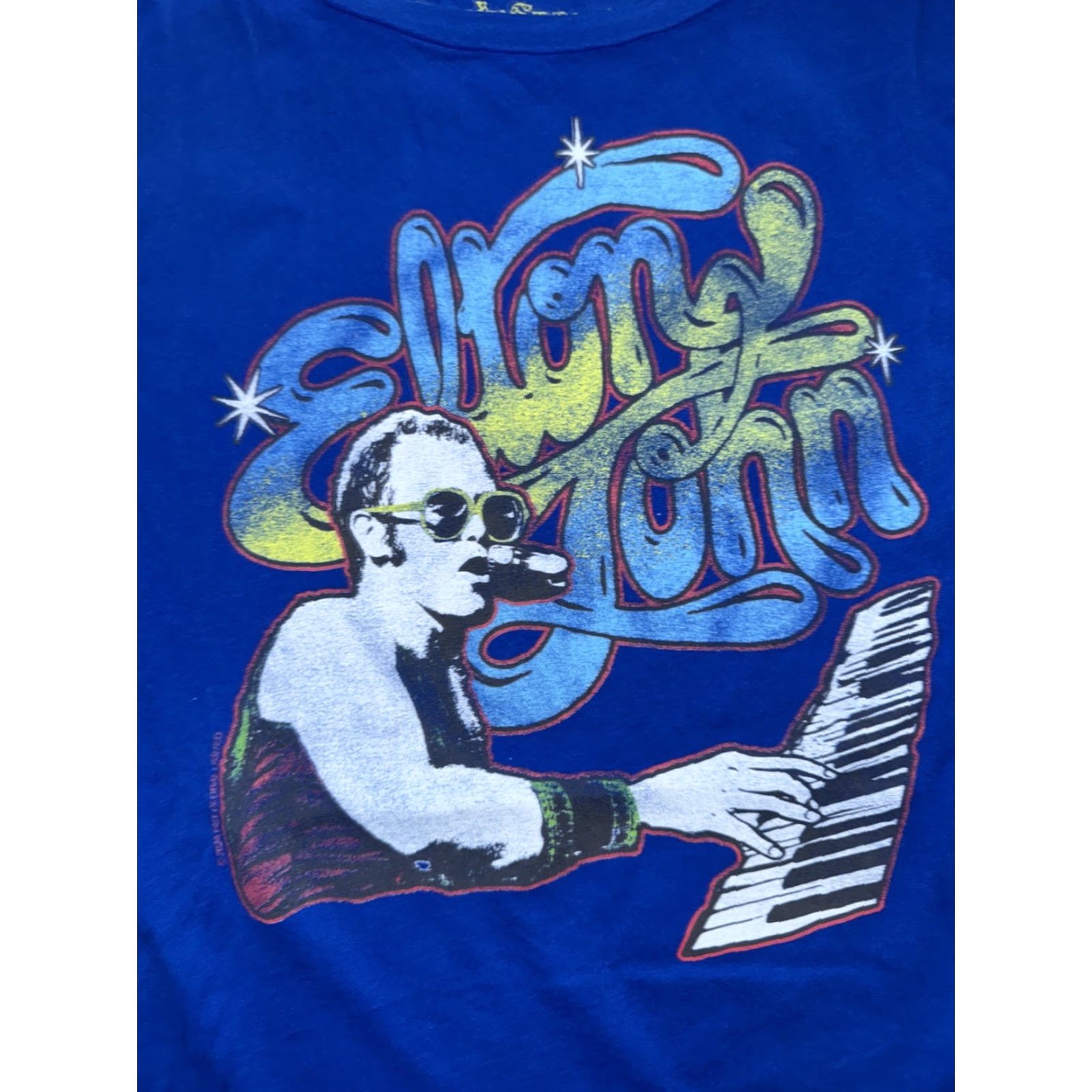 Vintage VINTAGE Rowdy Sprout Elton John T-Shirt Blue L Mens Regular Size Large Shirts 19x26.5 Size US L / EU 52-54 / 3 - 2 Thumbnail
