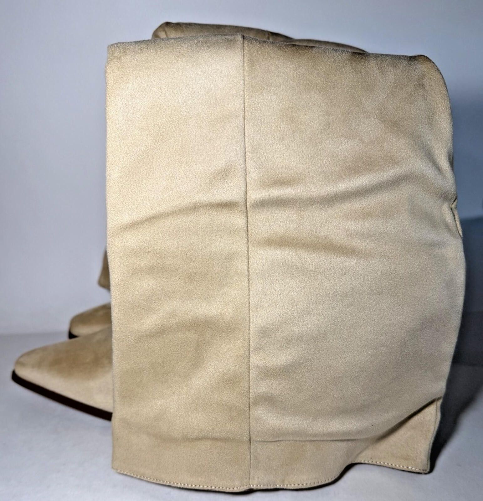 Other Pointed Toe Knee High Faux Suede Chunky Boot with Zipper Tan Size US 11 / IT 41 - 2 Thumbnail