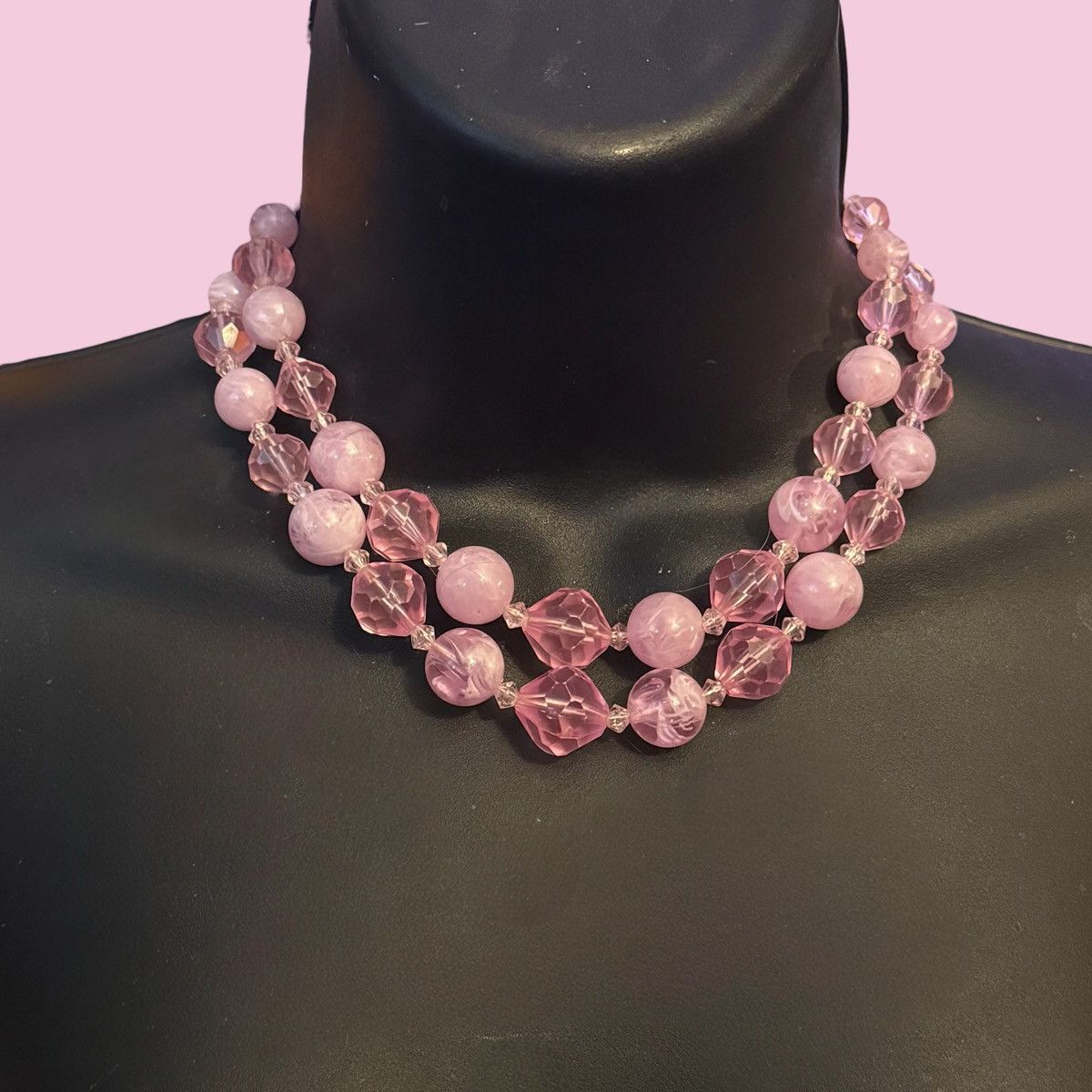 Vintage Vintage Germany doubled layered pink bead necklace Size ONE SIZE - 1 Thumbnail