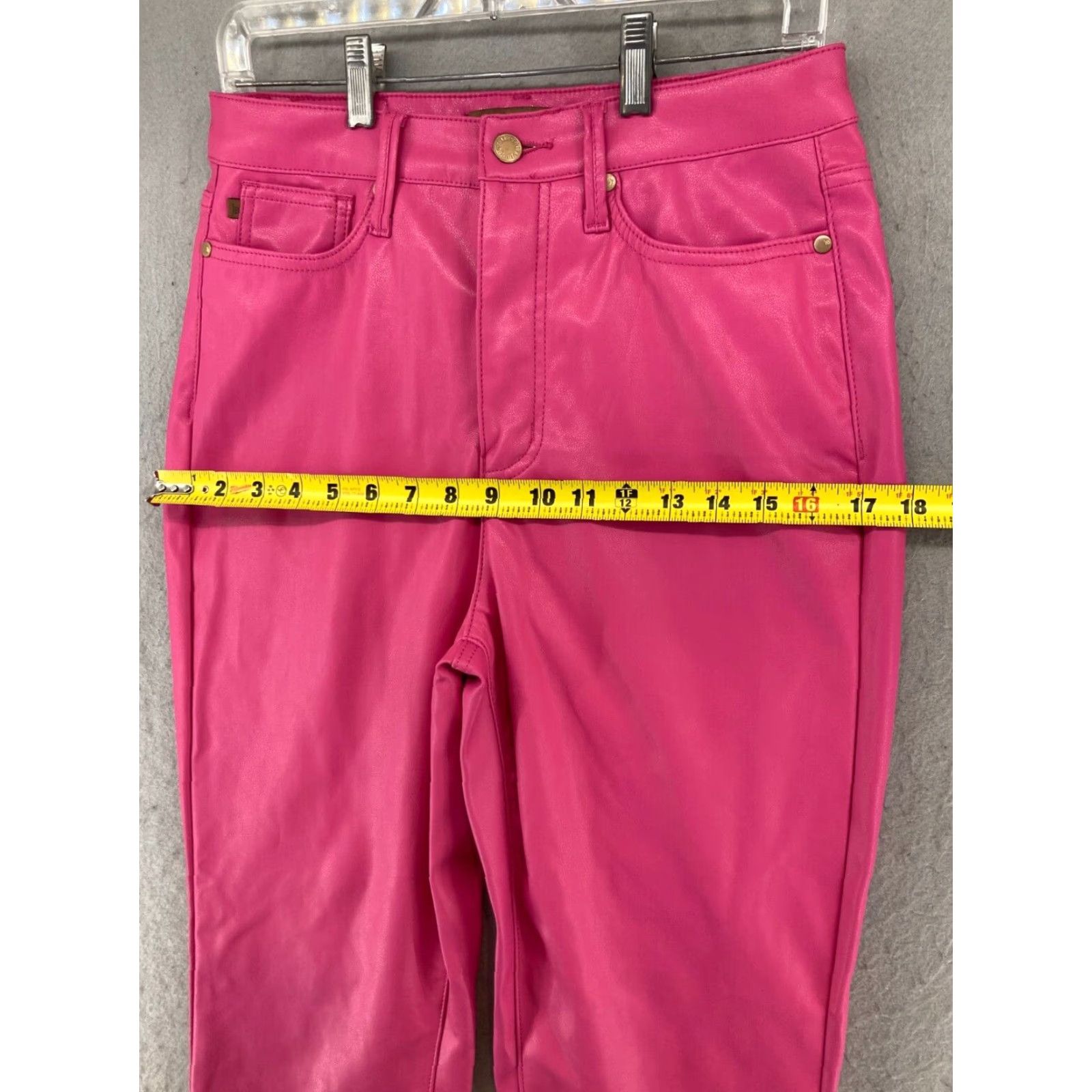 Vintage Judy Blue Womens Pleather Pants 5 Pink City Straight Size 27" / US 4 / IT 40 - 3 Thumbnail