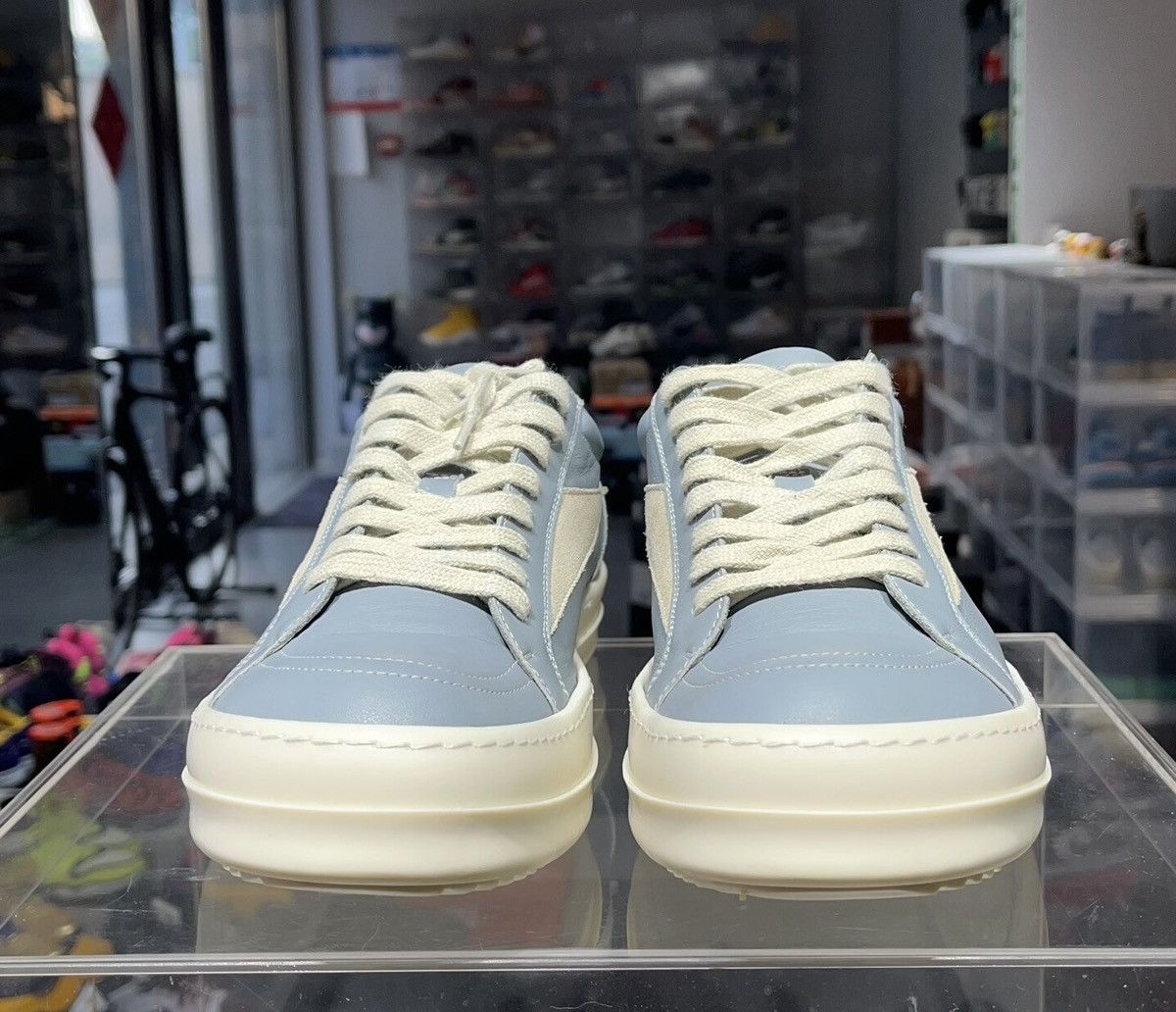 Rick Owens RICK OWENS Mainline Haze Blue Calfskin Low-Top Sneakers Size US 8.5 / EU 41-42 - 3 Thumbnail
