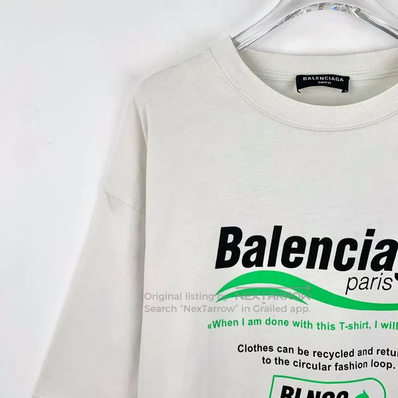 Balenciaga Balenciaga White Logo Letter Printed Round Neck Short Slee Size US XS / EU 42 / 0 - 3 Thumbnail