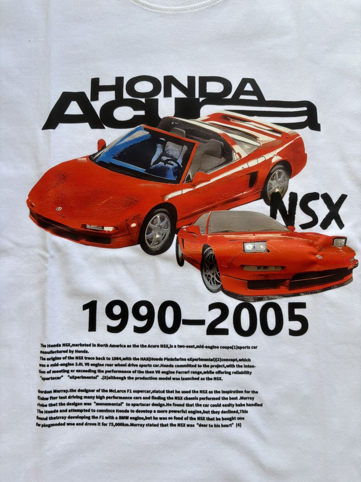 Honda × Vintage Vintage racing Honda Acura NSX heavyweight white tee Size US M / EU 48-50 / 2 - 5 Thumbnail