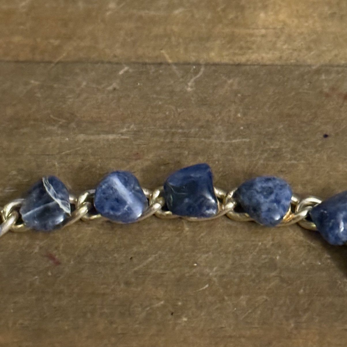 Vintage Vintage gold tone Sodalite link chain bracelet Size ONE SIZE - 4 Thumbnail