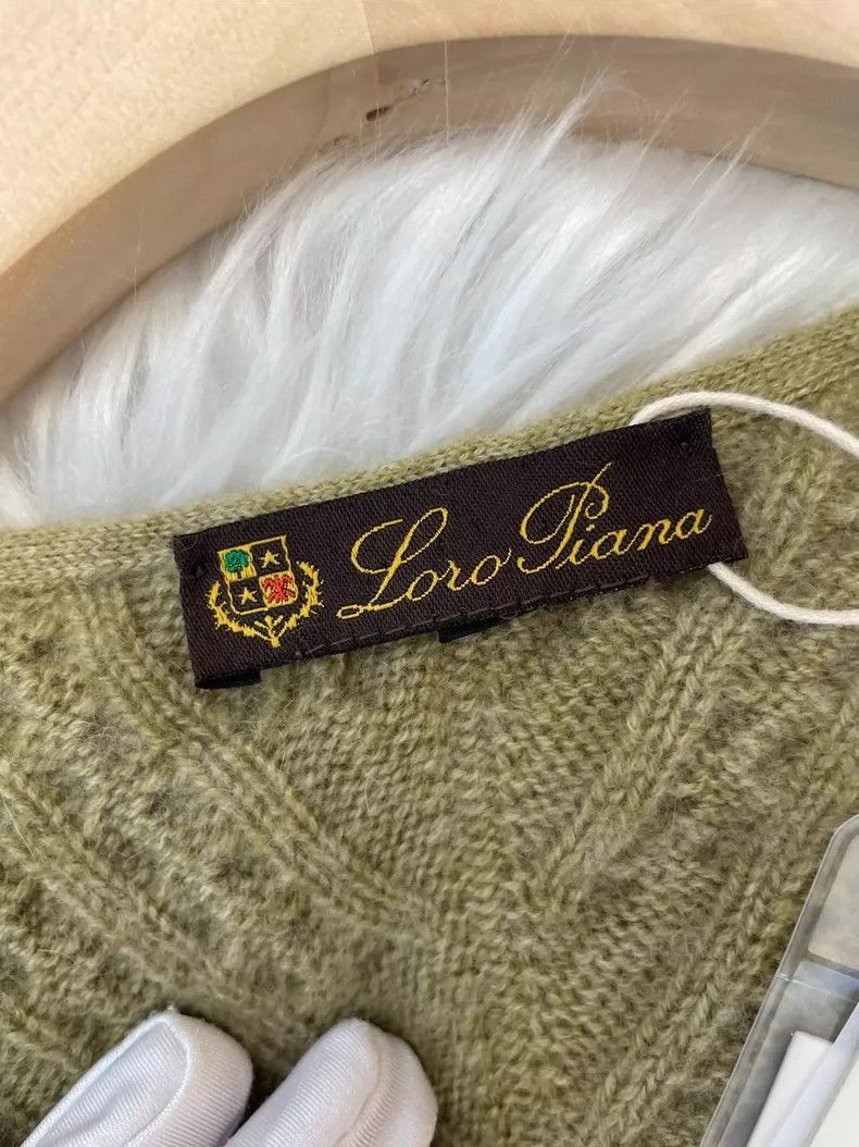 Loro Piana Loro Piana Green Cashmere Cable Knit Sweater- Size US L / EU 52-54 / 3 - 2 Thumbnail
