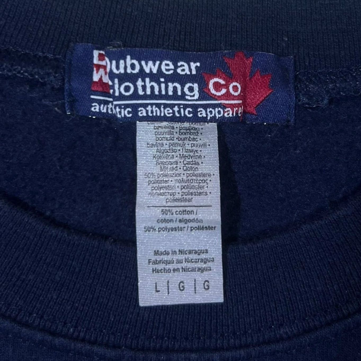 Vintage Dubwear Clothing Co. "Brock University" Embroidered Navy Blue Sweatshirt Large Sweatshirt Men L Navy Embroidered Brock University 90s? Size US L / EU 52-54 / 3 - 4 Thumbnail
