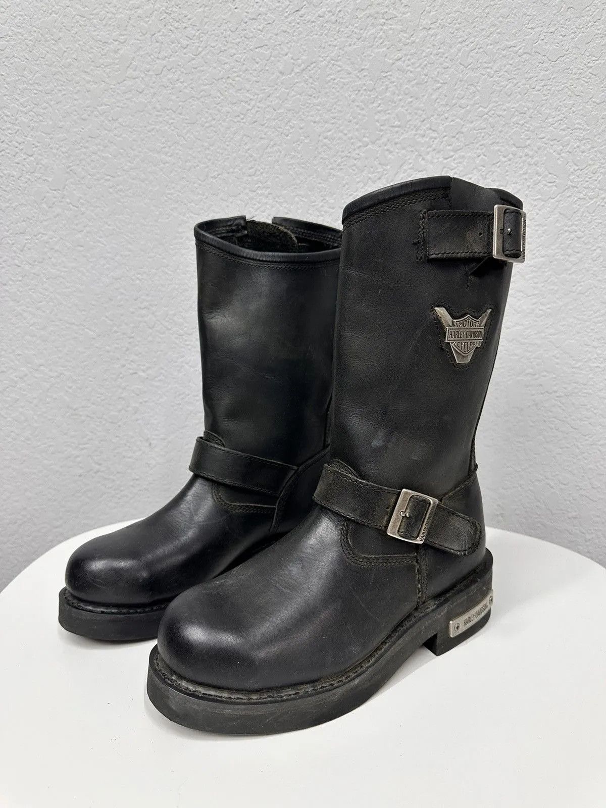 Western Rise Vintage Leather Boots Harley Davidson Y2K Racing Moto Y2K Size US 7.5 / EU 40-41 - 3 Thumbnail