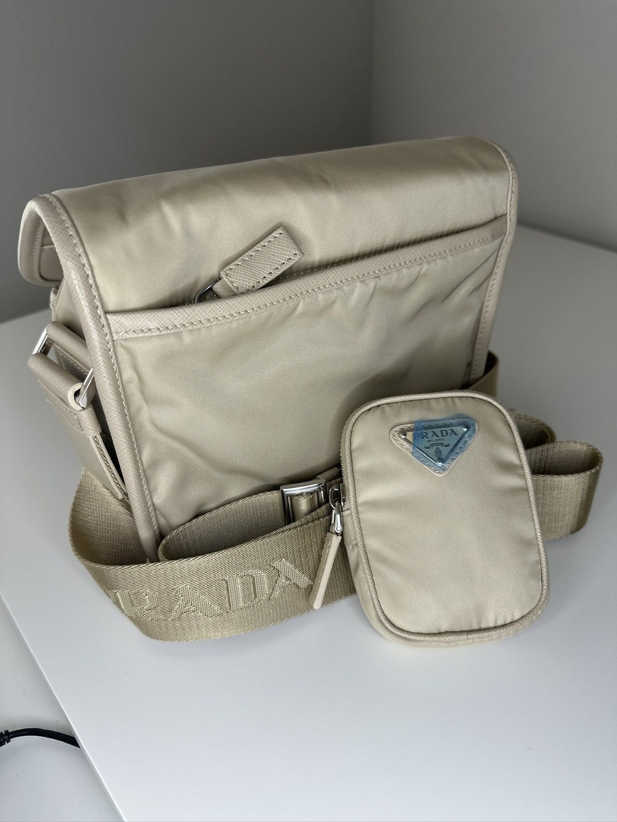 Prada Prada Beige Re-Nylon Shoulder Bag Size ONE SIZE - 11 Thumbnail