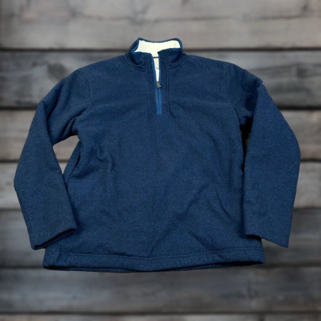 Orvis Orvis Sweater Pullover 1/4 Zip Dark Blue Textured Sherpa Lined Adult Medium Regular Mens Knit Polyester Winter Fall Spring Vintage: No Size US M / EU 48-50 / 2 - 1 Thumbnail