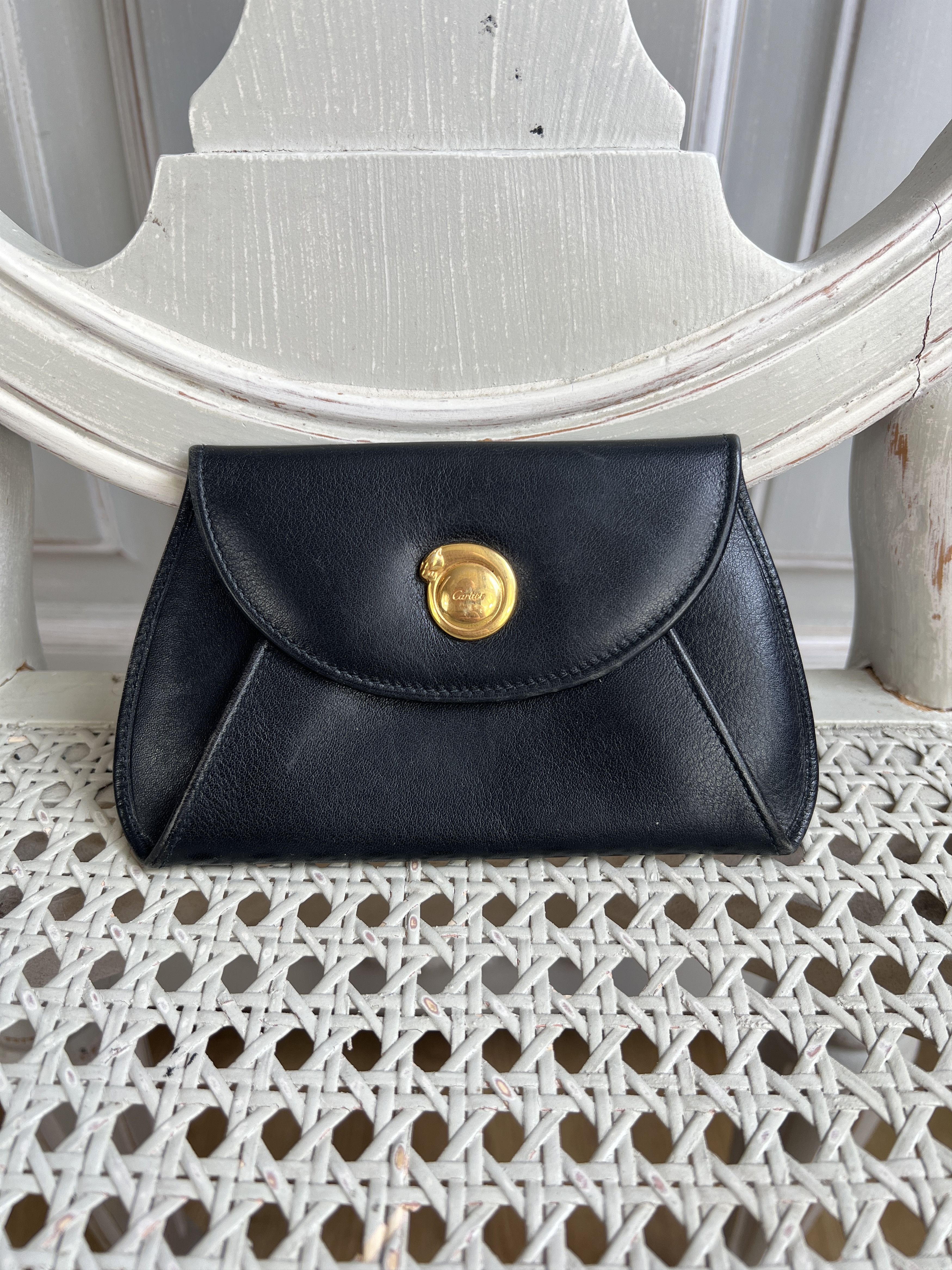 VINTAGE CARTIER BLACK LEATHER WALLET COINBOX