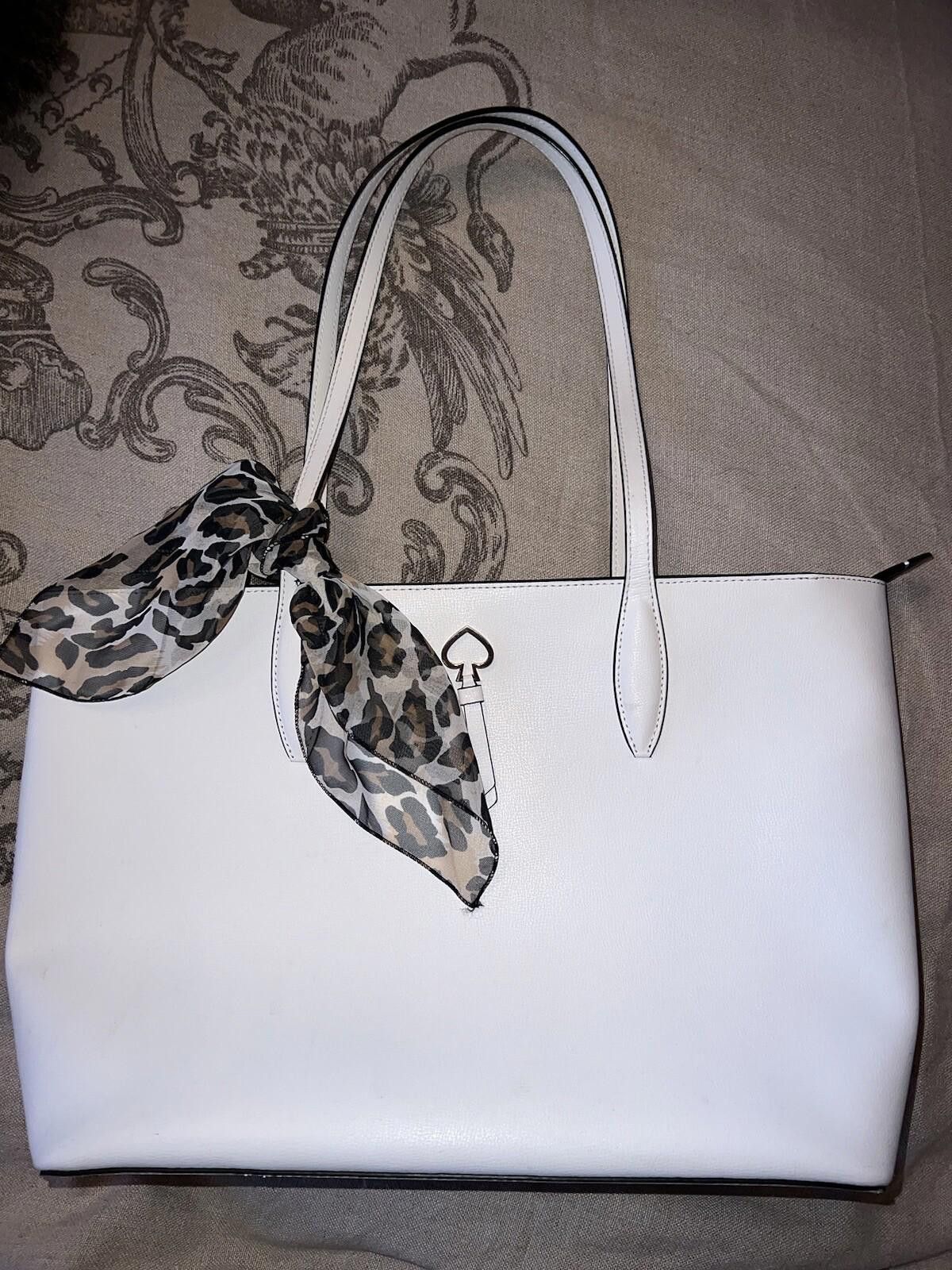 Kate Spade Kate Spade White Leather Handbag Purse Tote Bag w/ Scarf Size ONE SIZE - 12 Thumbnail