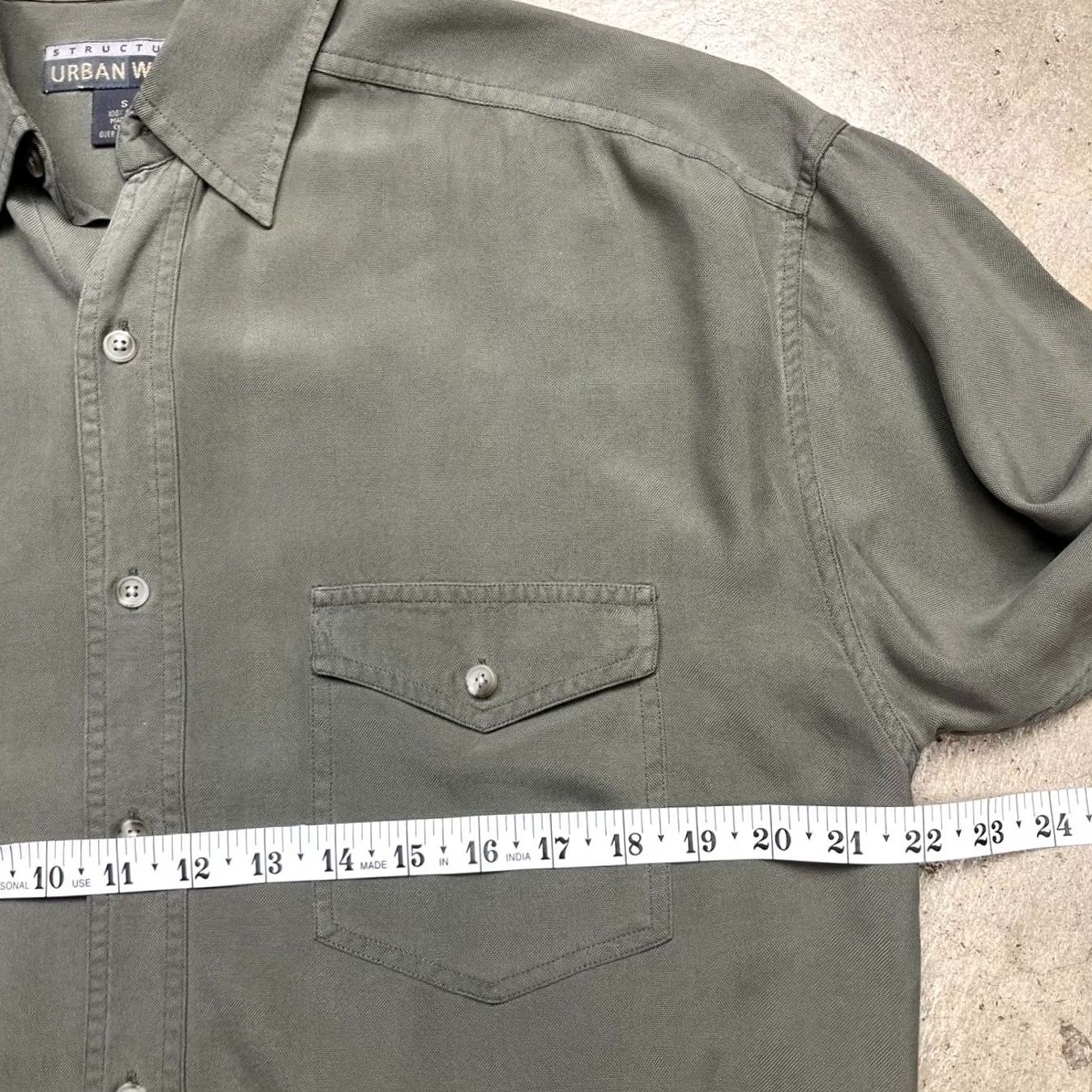Vintage VINTAGE Structure Shirt Mens S Green Silk Button Small Size US S / EU 44-46 / 1 - 3 Thumbnail