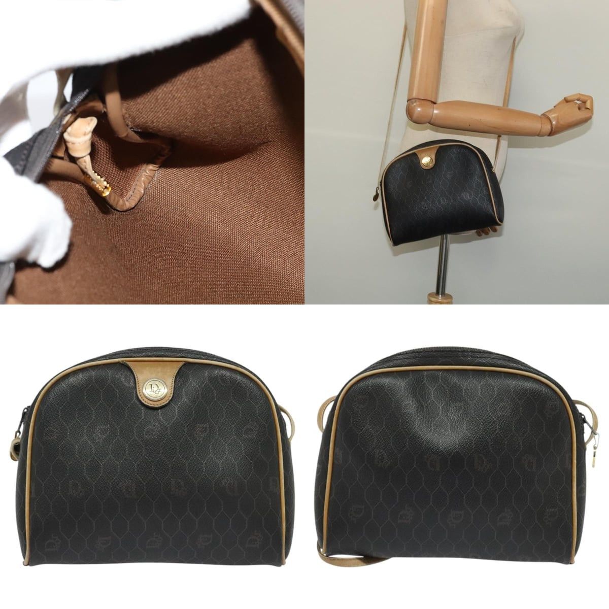 Dior DIOR Honeycomb Canvas Shoulder Bag Pvc Black Gold Size ONE SIZE - 10 Thumbnail