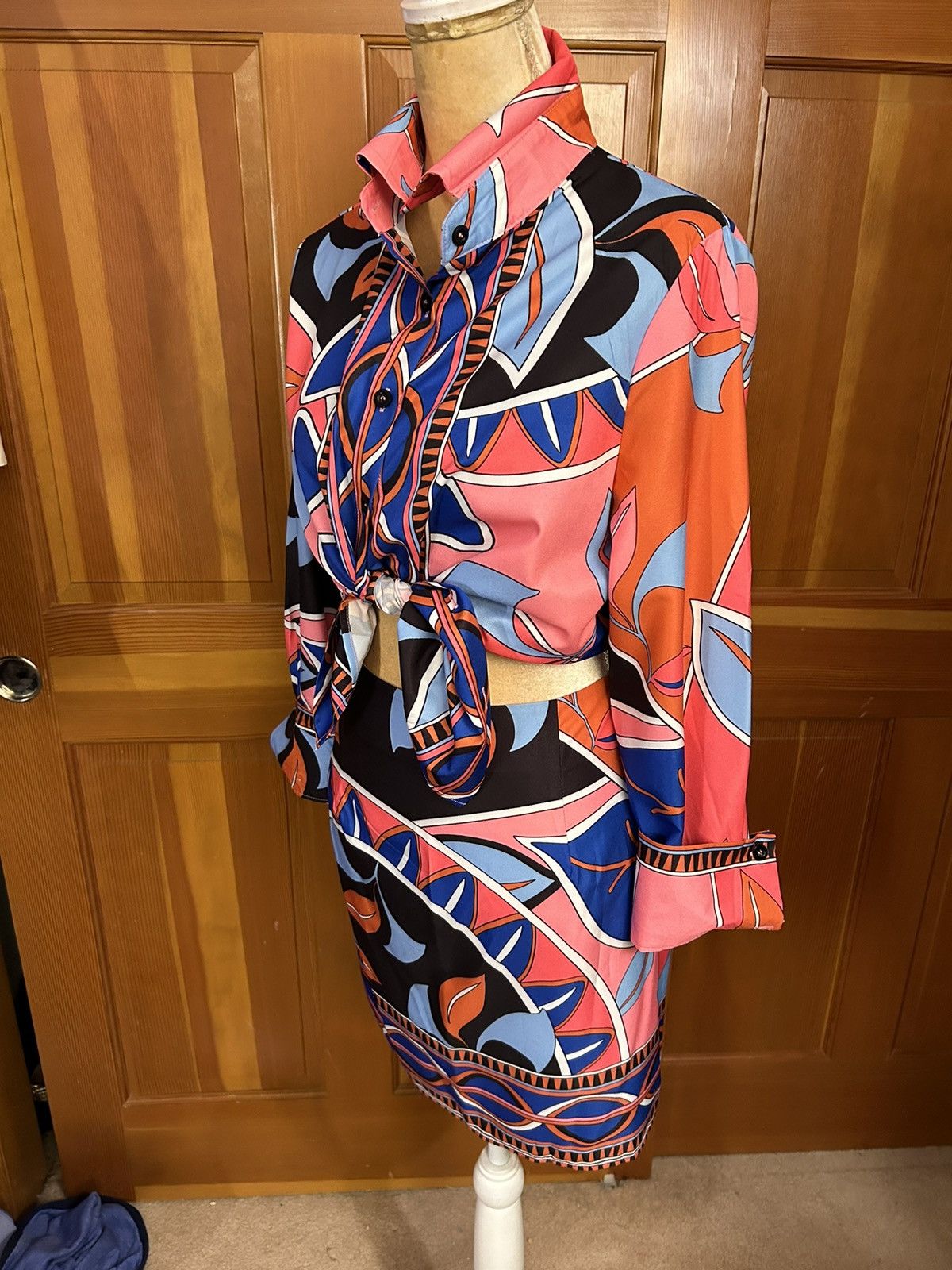 Designer × Other NWT, Lavishly Paris Vibrant Multicolored Shirt and Skirt Set Size M / US 6-8 / IT 42-44 - 8 Thumbnail