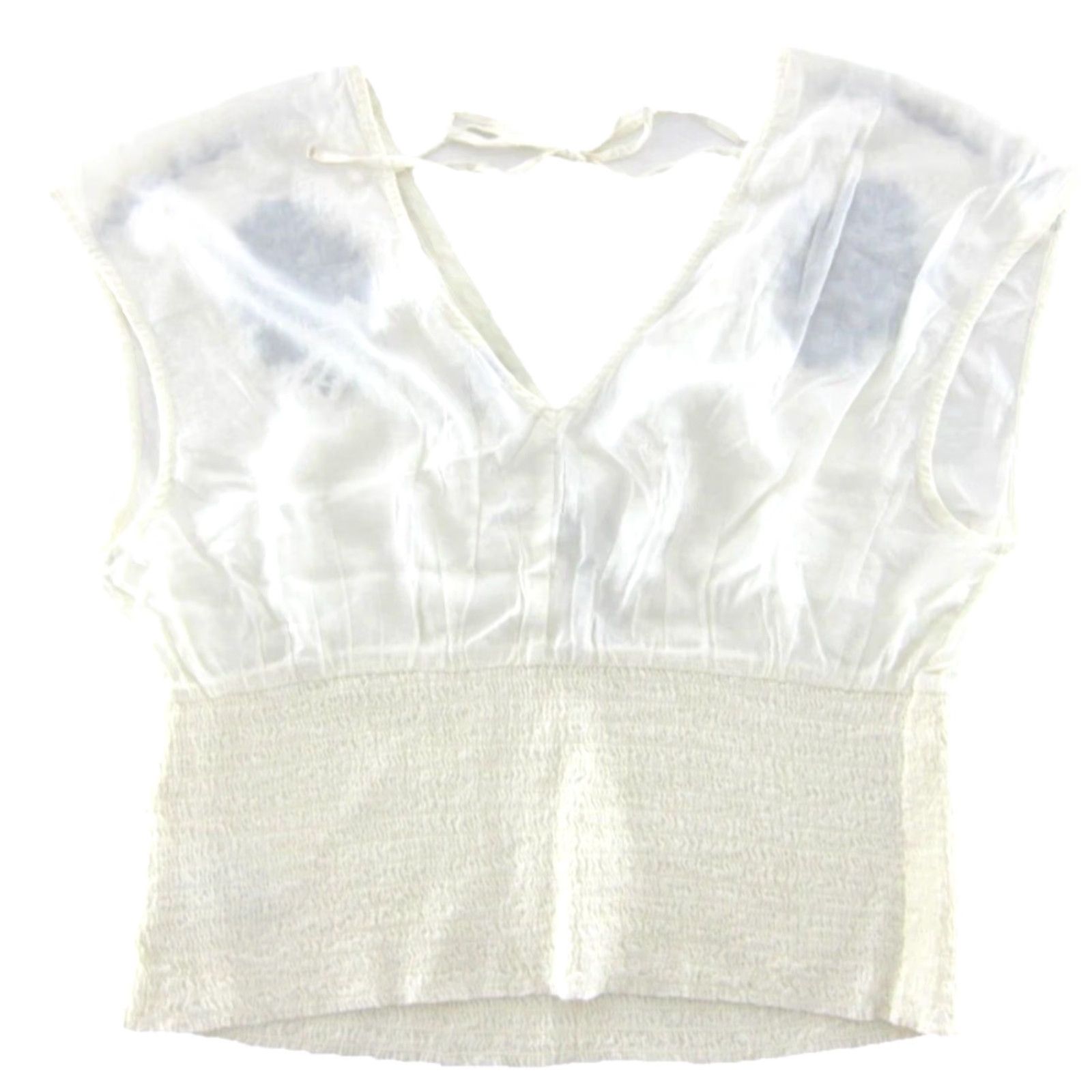 Old Navy Old Navy Blouse NWT Ivory Blue Embroidered Floral V-Neck Cap Sleeve XL Size XL / US 12-14 / IT 48-50 - 2 Thumbnail
