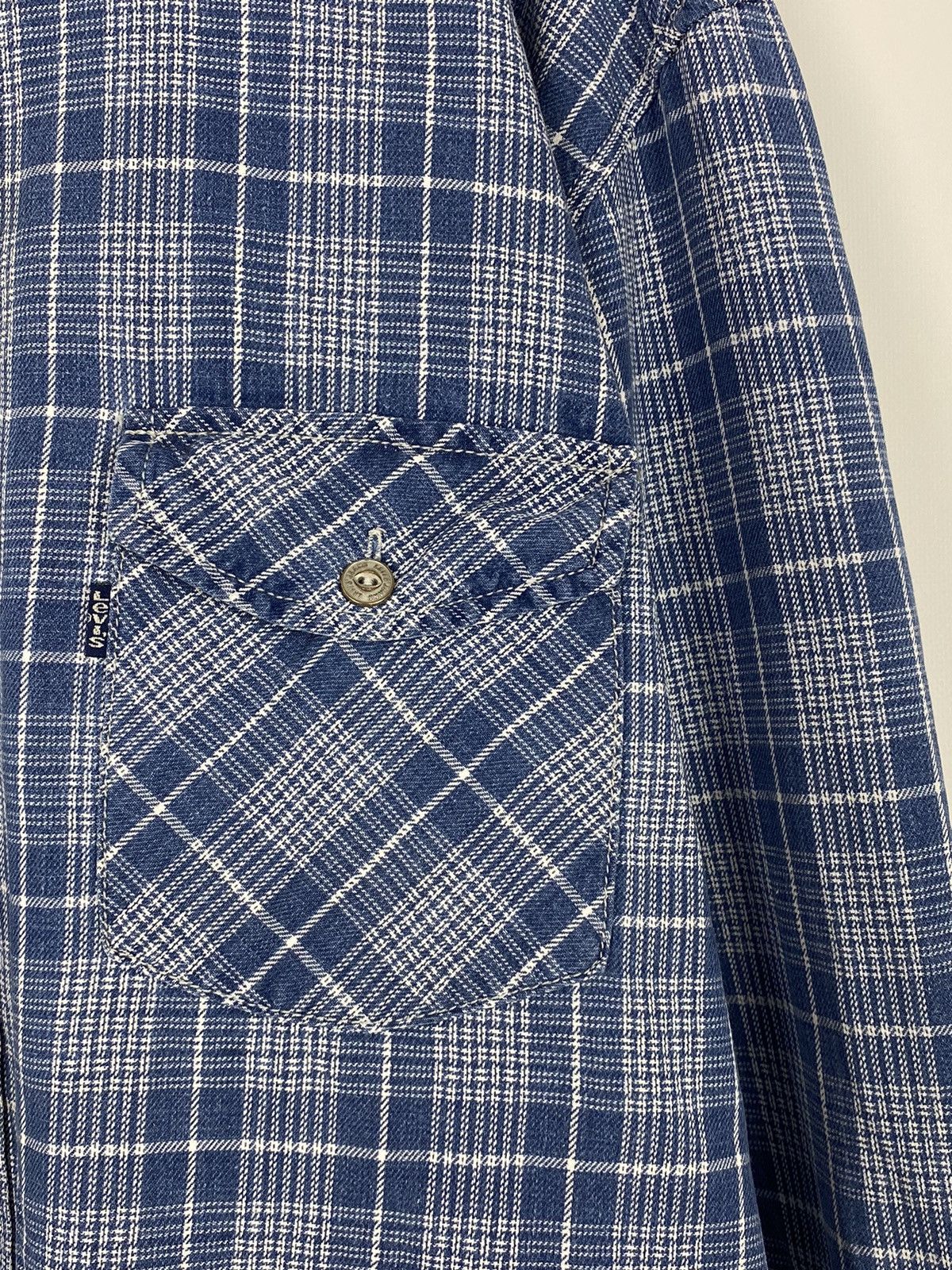 Levi's 1990’s Vintage Levi’s Blue Tab Checkered Denim Button Up Size US L / EU 52-54 / 3 - 4 Thumbnail