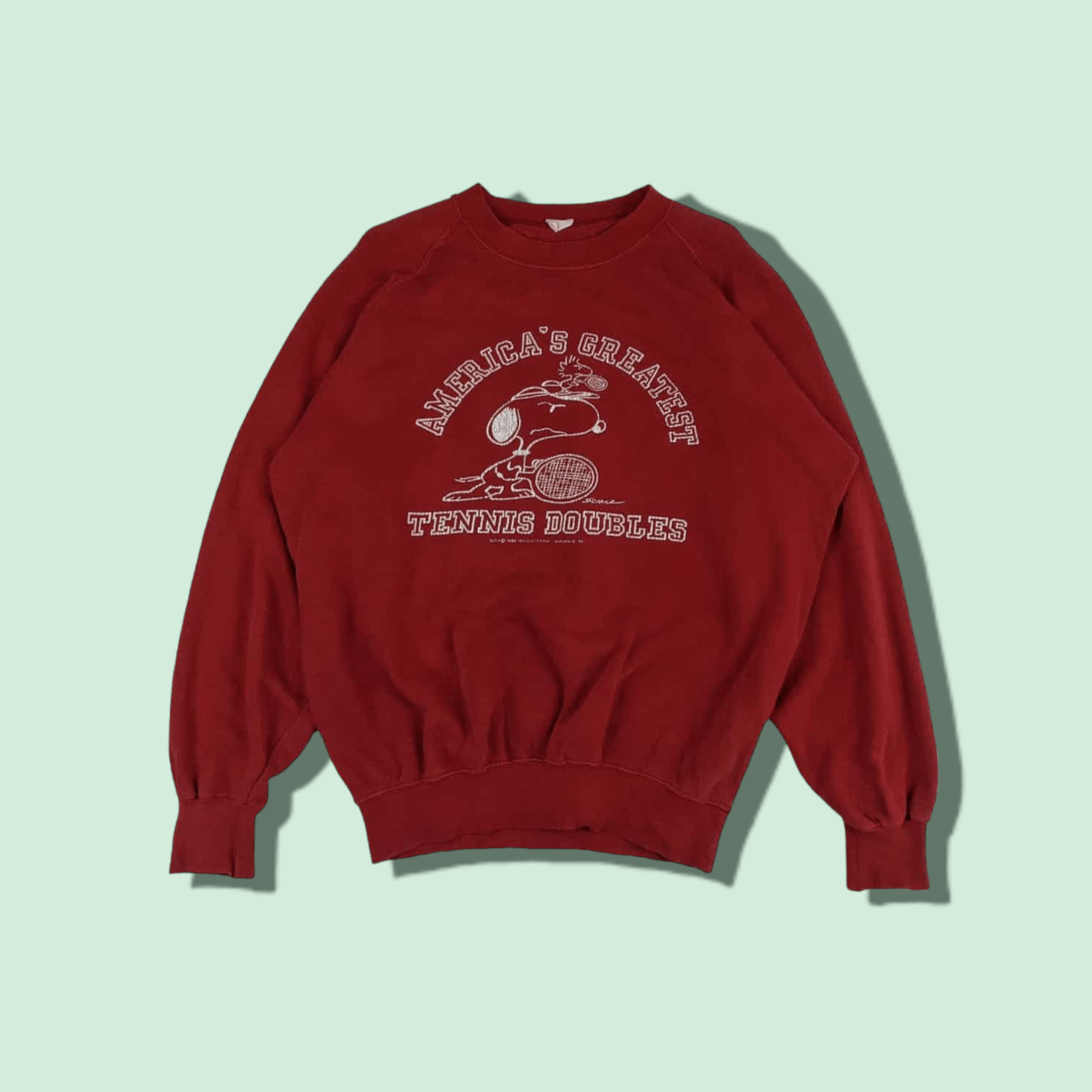 image of Cartoon Network x Peanuts Vintage 50's 1958 Peanuts America Tennis Double Sweatshirt in Red (Size M